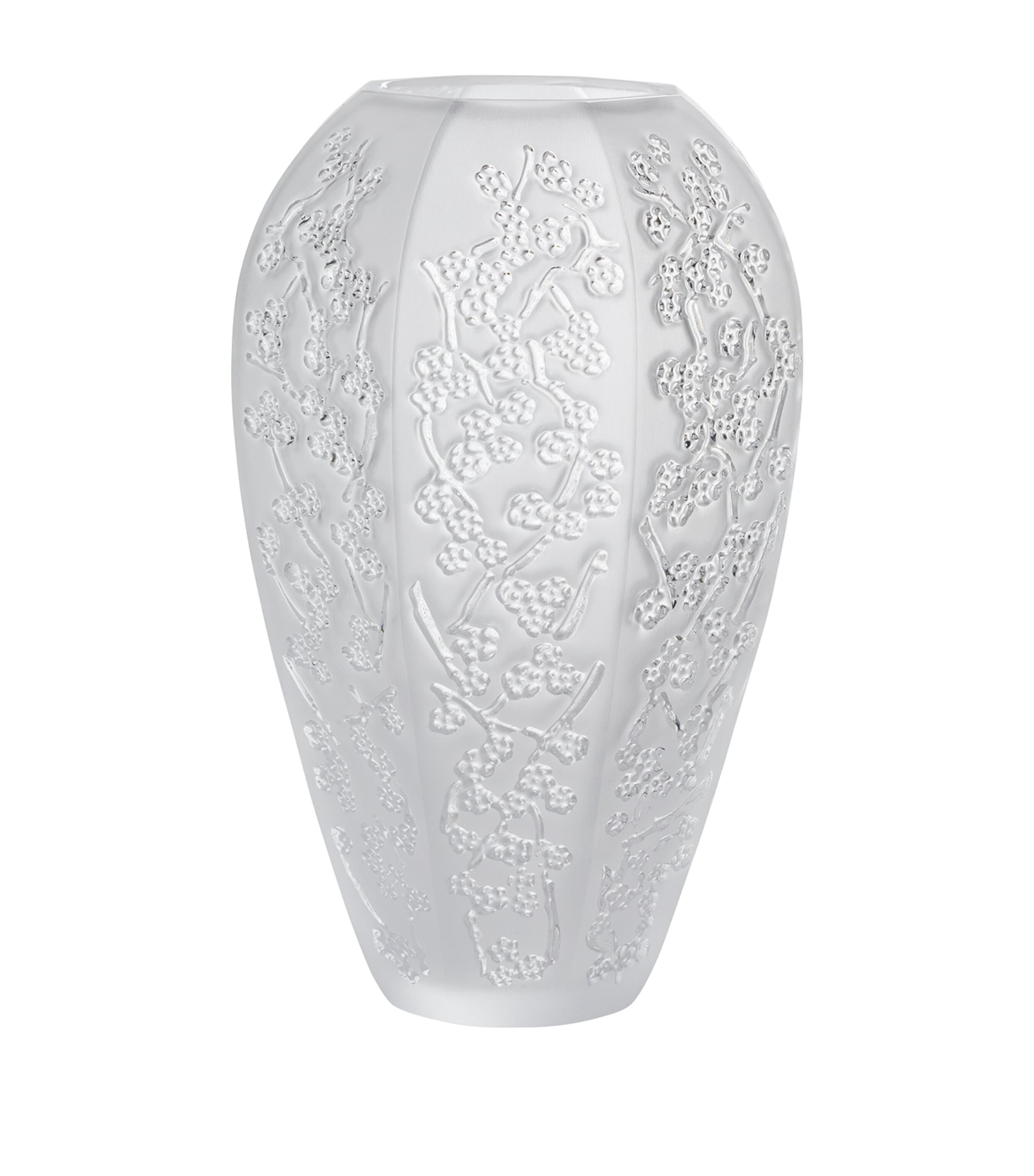 Lalique Large Crystal Sakura Vase In Clear