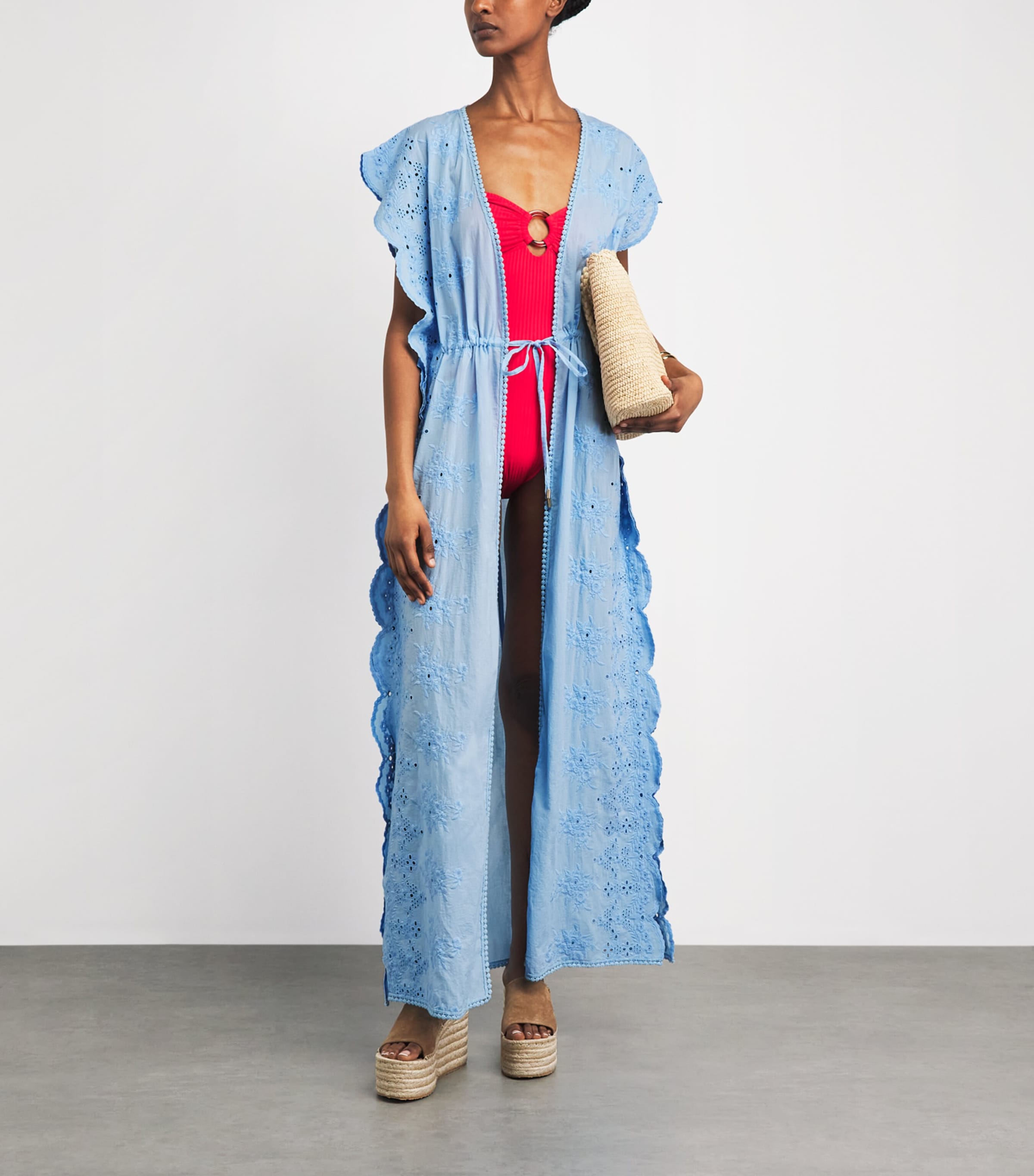 Melissa Odabash Womens Cotton Embroidered Talitha Kaftan Oasis Image 2