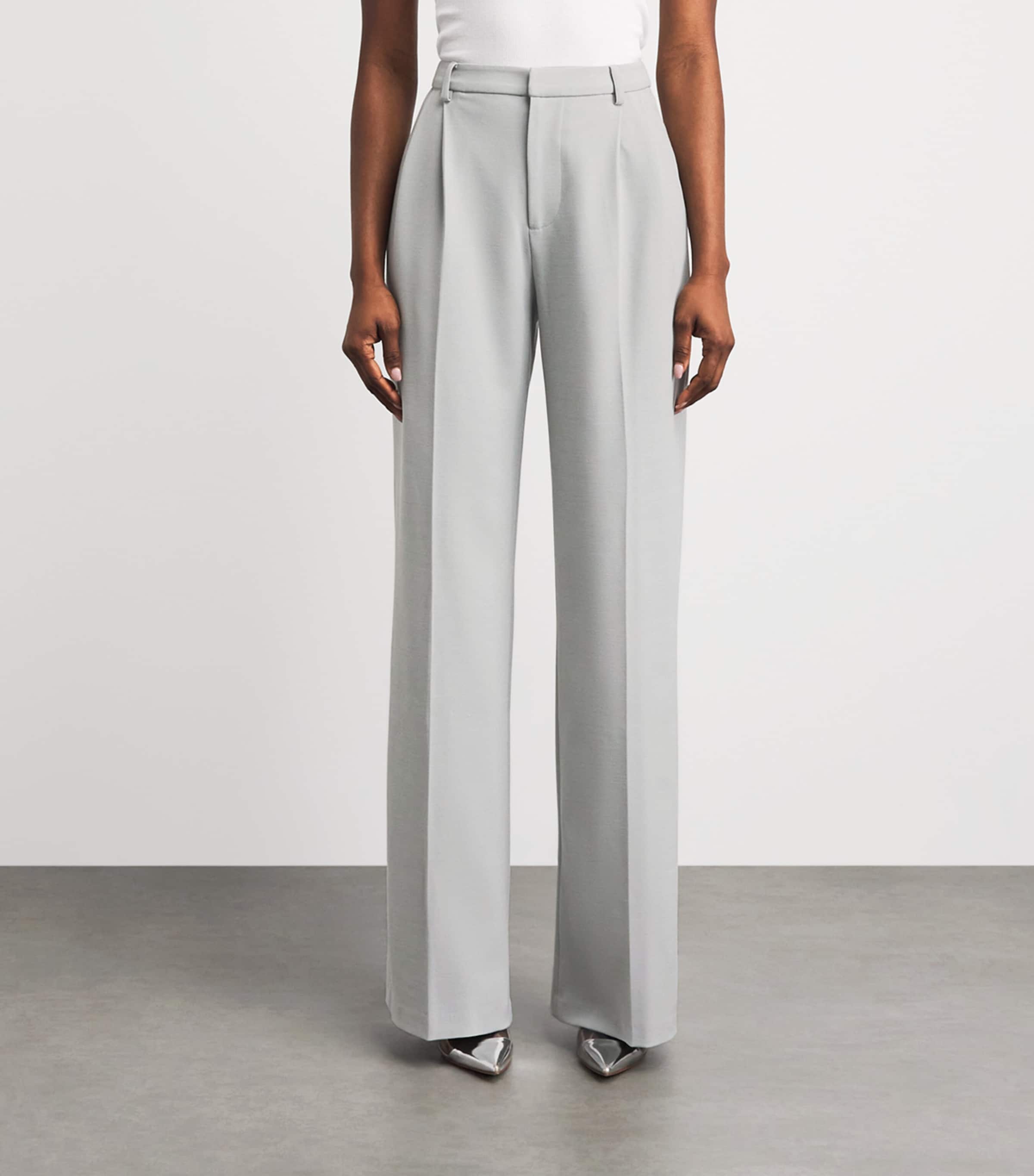 Huishan Zhang Womens Crepe Lucian Tailored Trousers Grey Image 4
