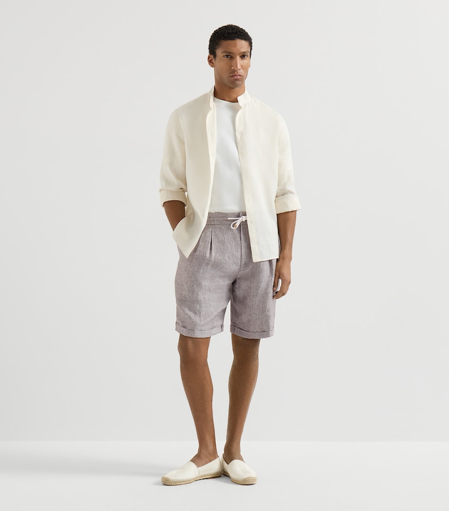 Brunello Cucinelli Mens Hemp-Linen Bermuda Shorts Image 2