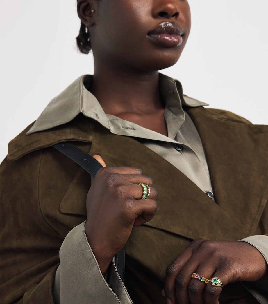 Yellow Gold, Diamond and Emerald Thin Mix Eternity Ring 18K YG/EMER Image 5