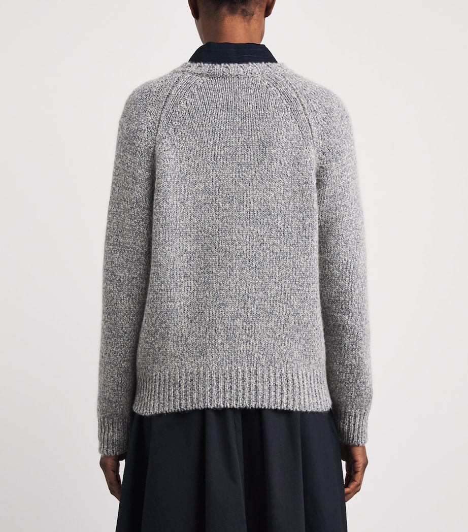 Johnstons Of Elgin Womens Cashmere-Cotton Bay Sweater Sea Surf Image 5