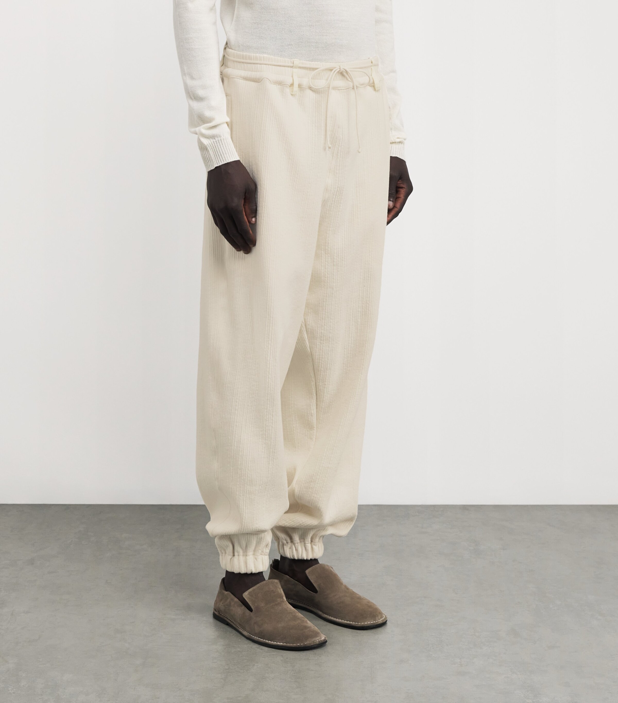 MORDECAI Mens Cotton Ribbed Straight Sweatpants Image 3