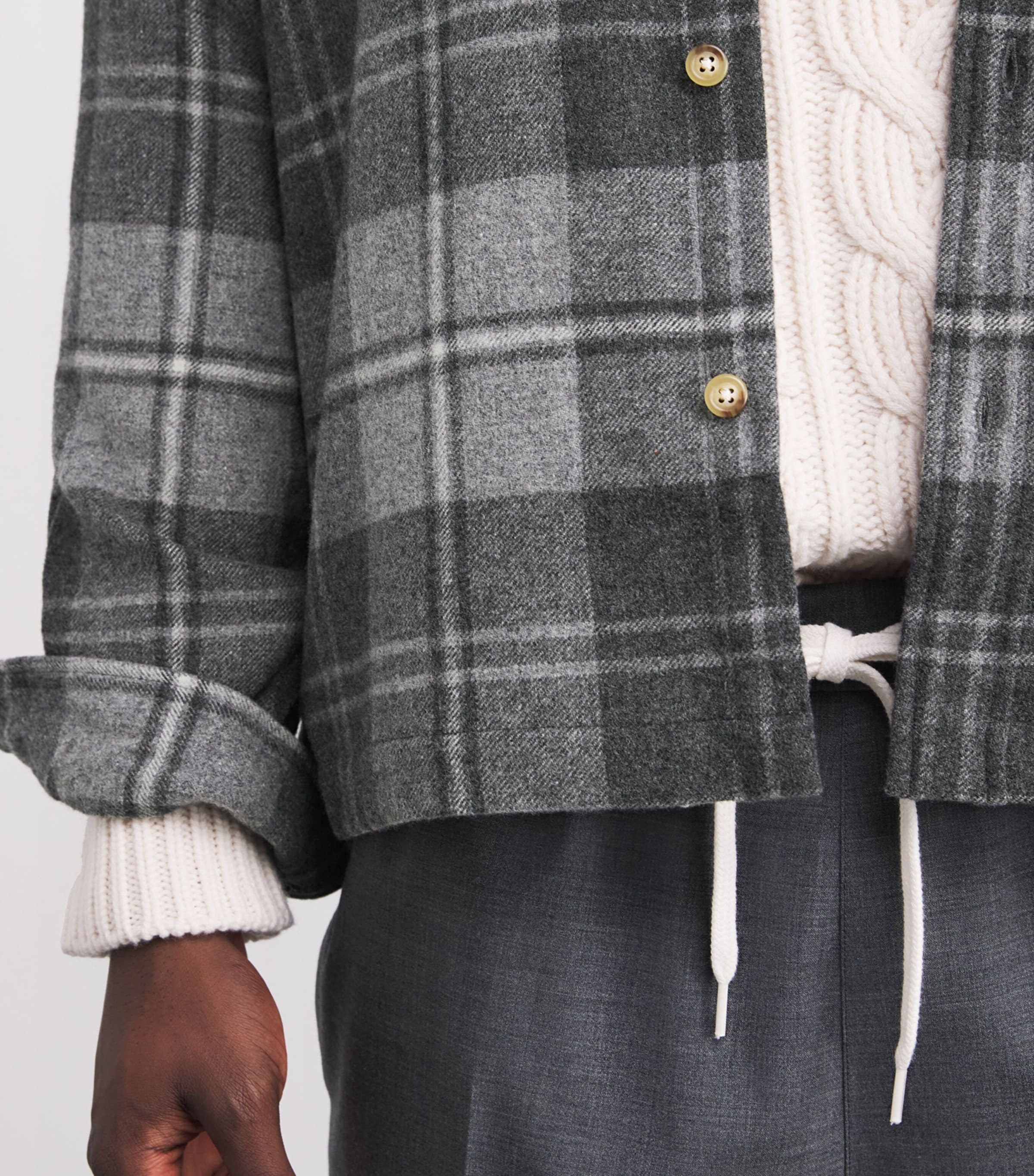 Wool Classic Fit Plaid Overshirt GREY HEATHER MULTI Image 6