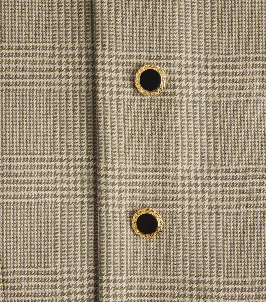 Alessandra Rich Womens Prince of Wales Wool Jacket Green Beige Image 6