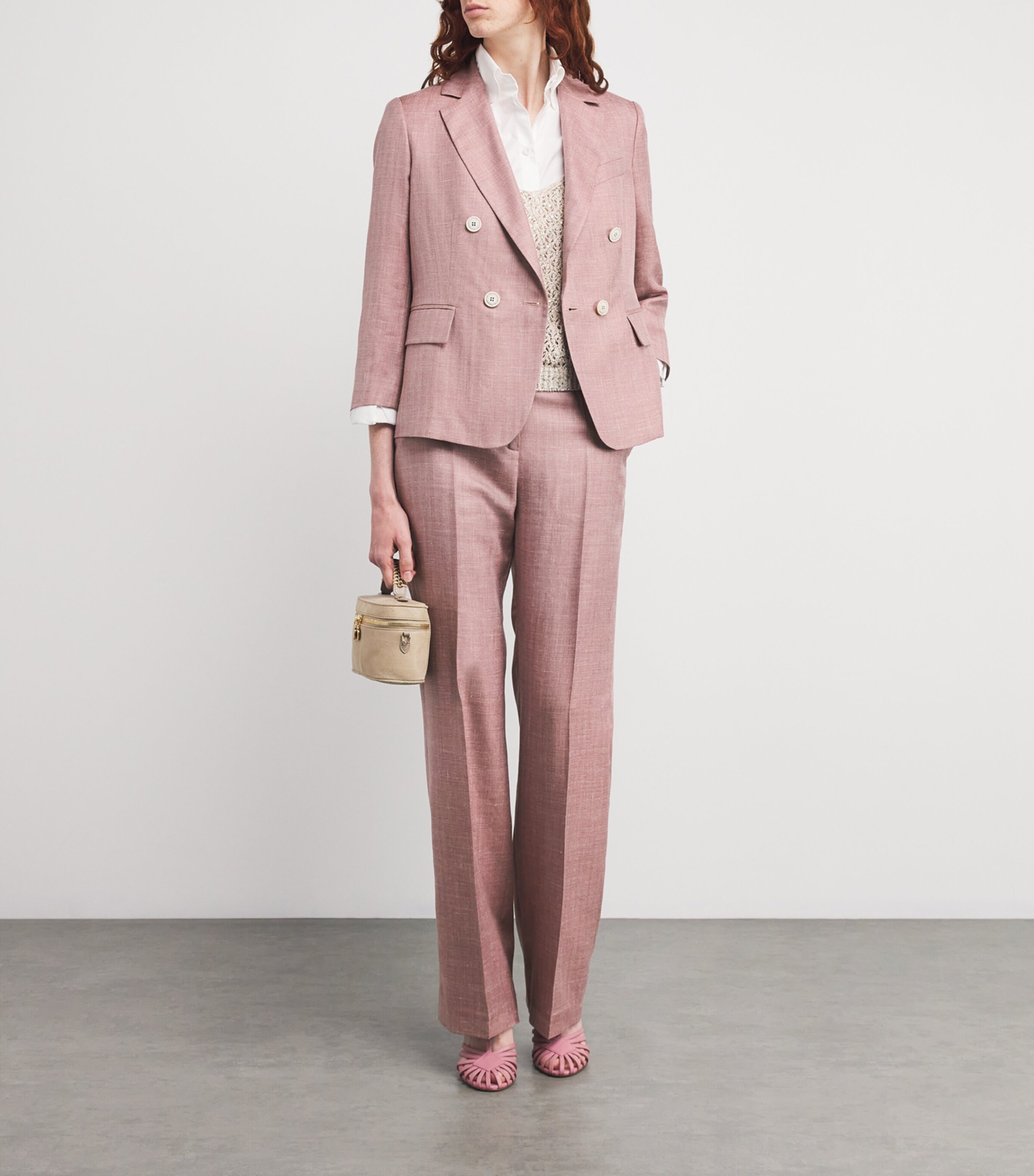 Eleventy Womens Wool-Silk-Linen Double-Breasted Blazer Antico Image 2