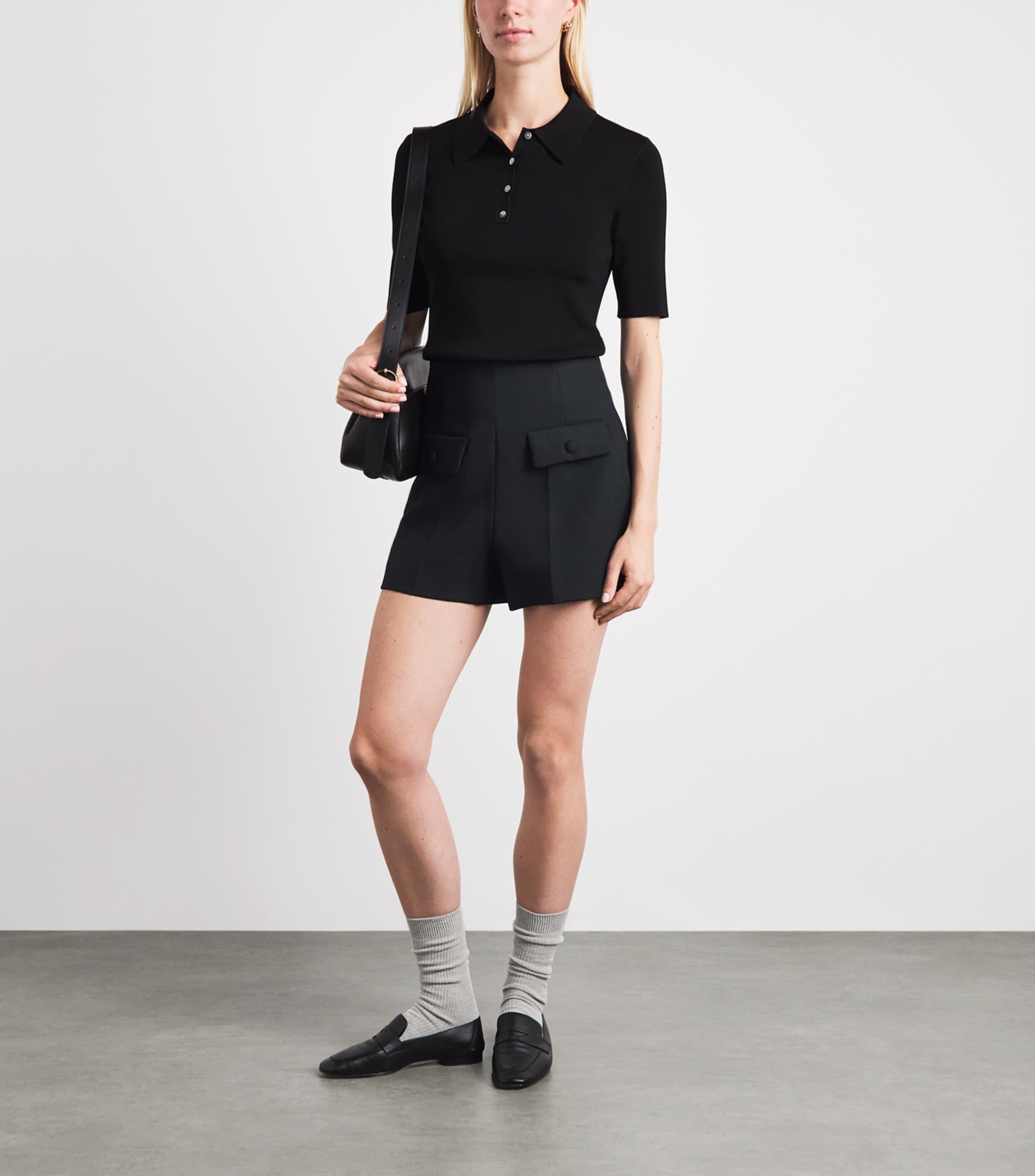 Sandro Paris Womens Wool High-Rise Shorts Black Image 2