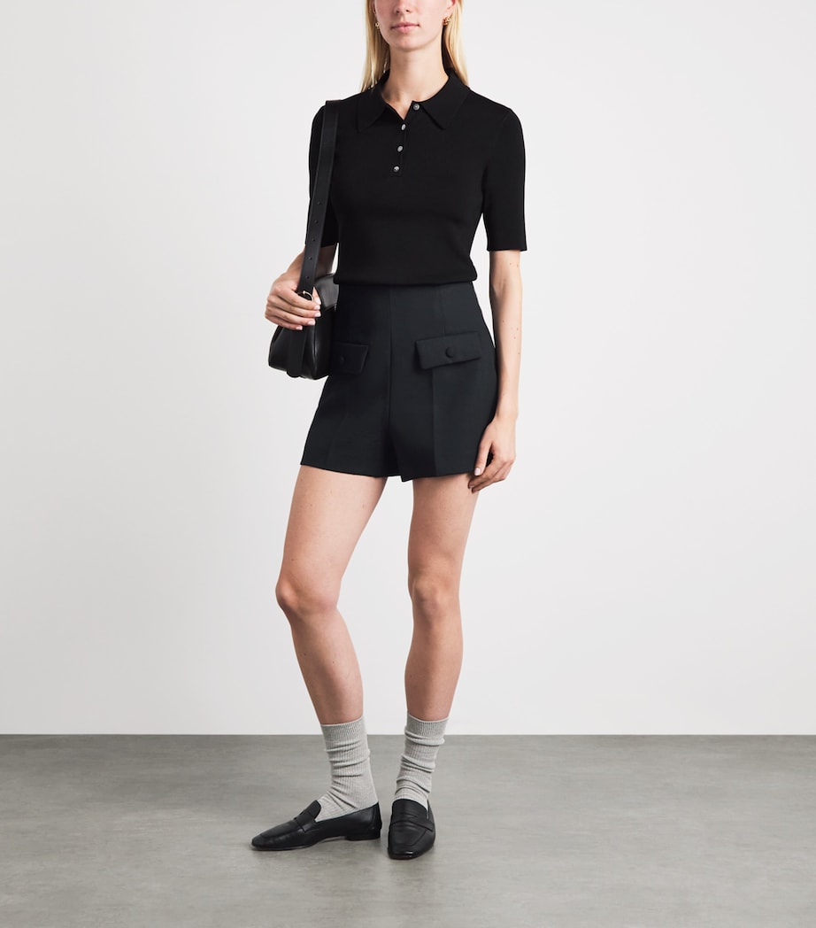 Sandro Paris Womens Wool High-Rise Shorts Black Image 2