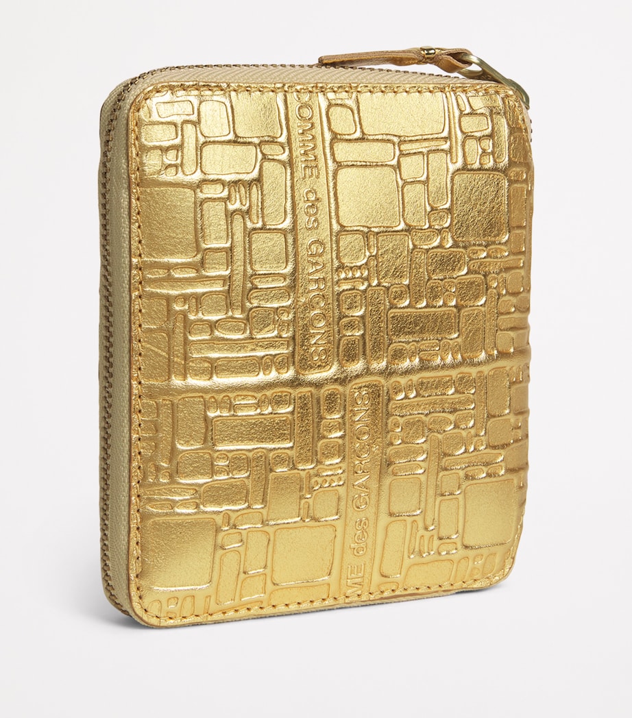 Leather Embossed Logo Zipped Wallet GOLD Image 2