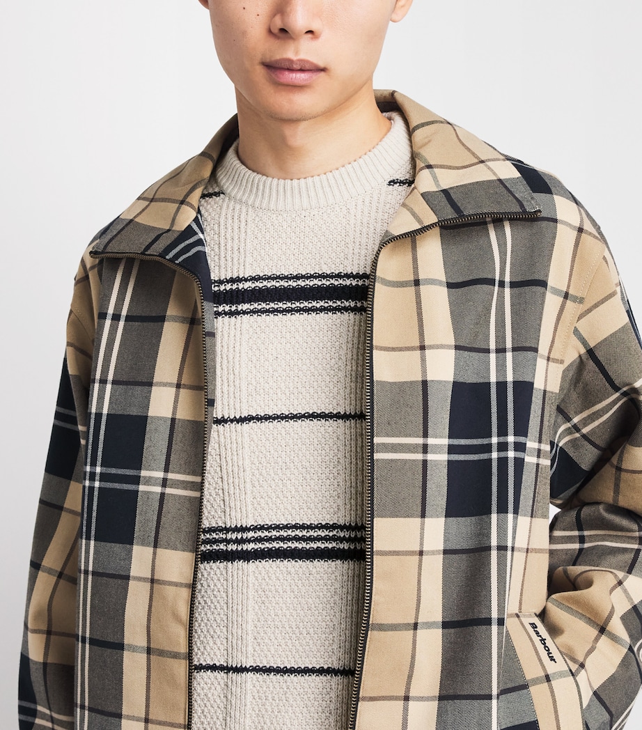 Barbour Mens Cotton-Wool Cable-Knit Fasey Sweater Whisper White Image 3