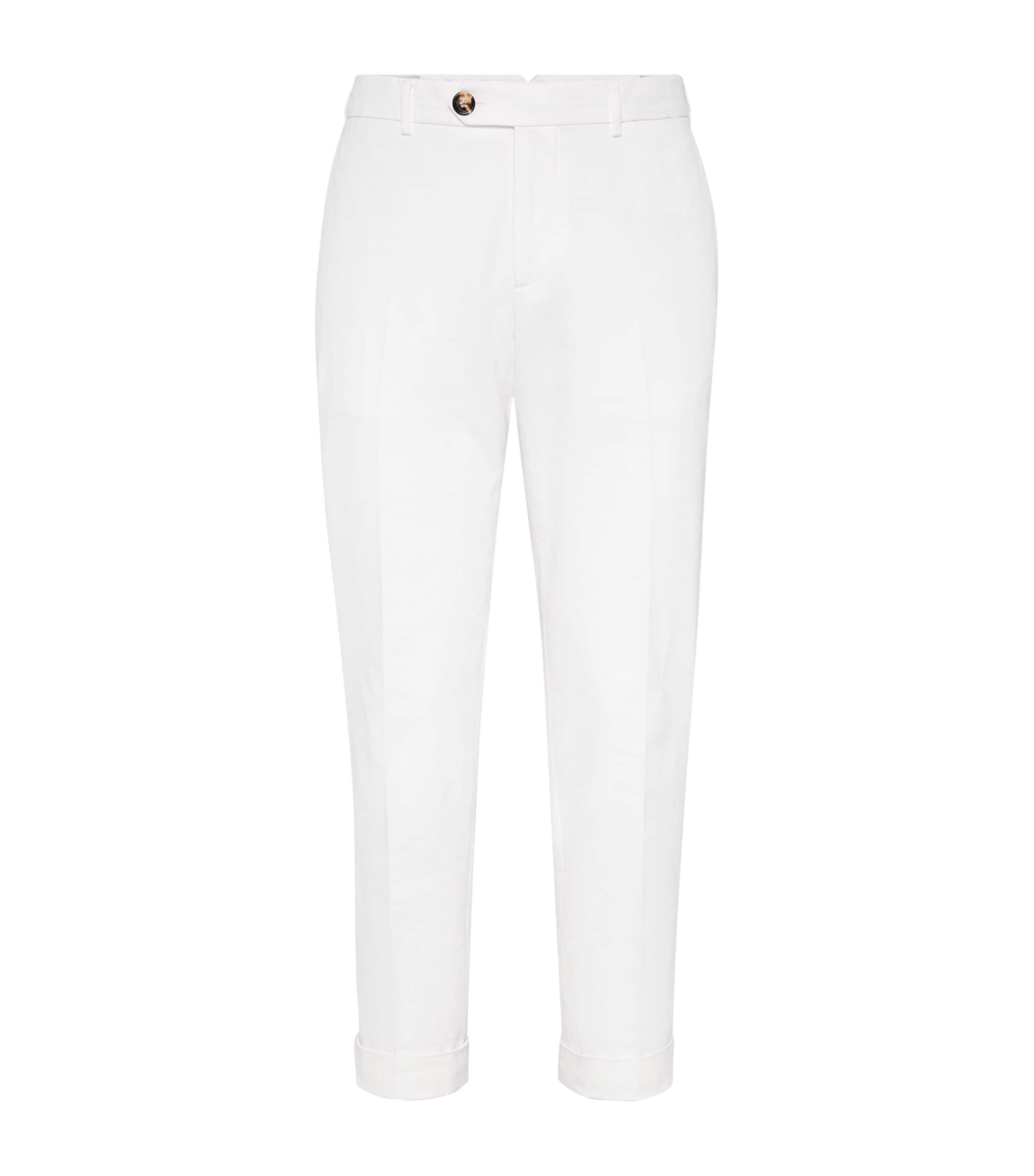 Brunello Cucinelli Pleat-front Cotton Trousers In White