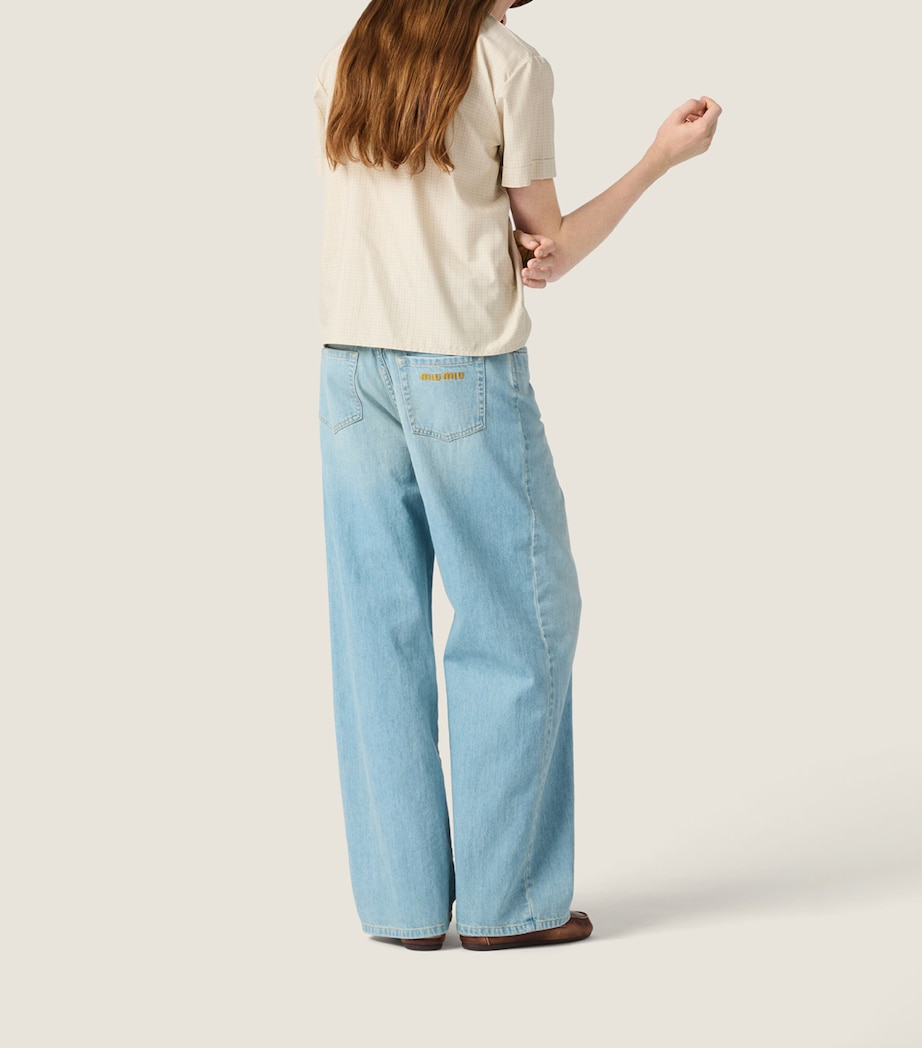 Miu Miu Womens Stonewashed Wide-Leg Jeans Image 3