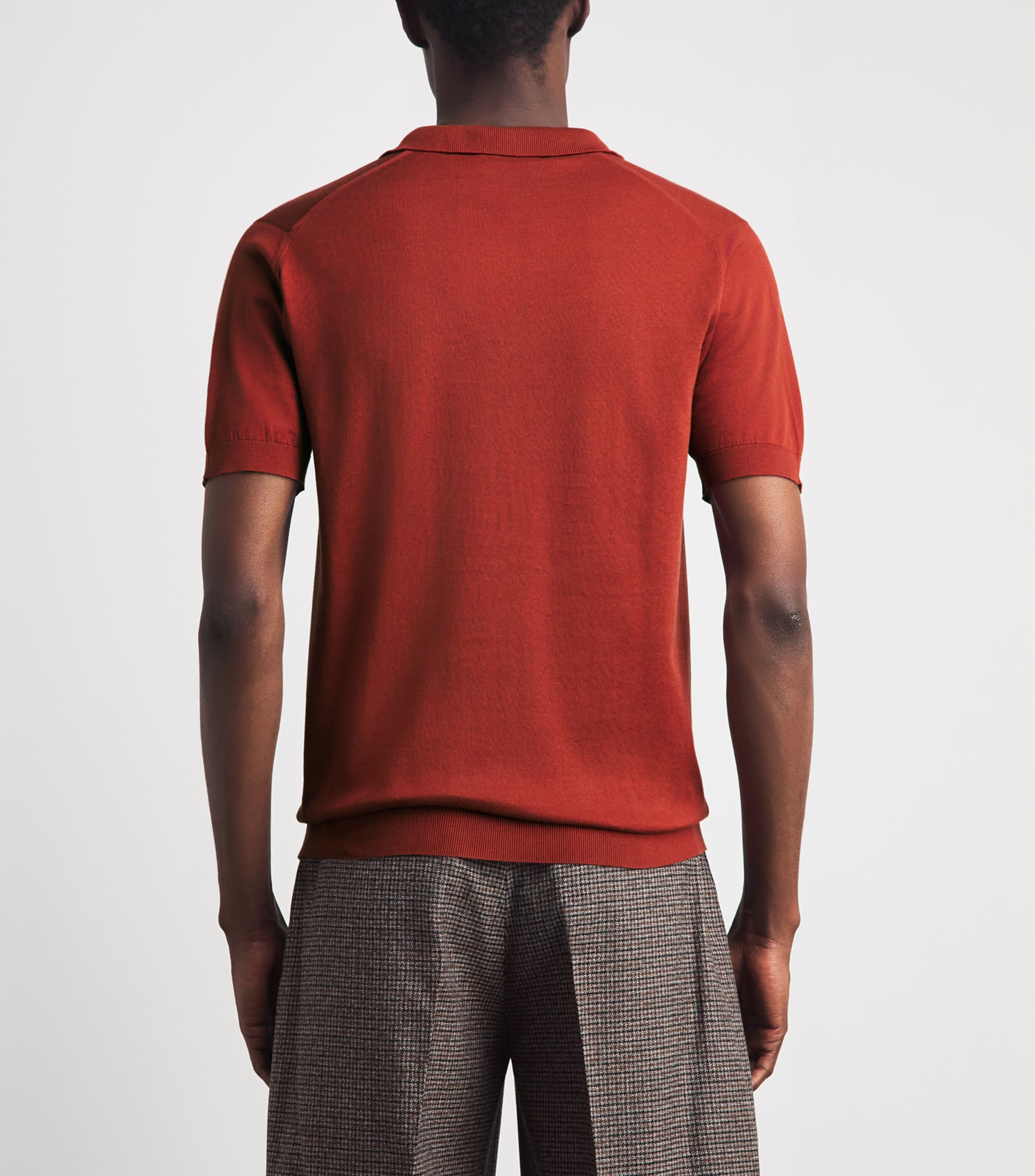 John Smedley Mens Sea Island Cotton Noah Polo Shirt Rooibos Image 5