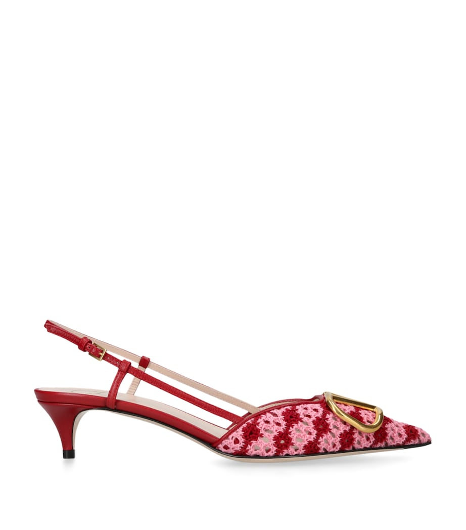 Valentino Garavani Crochet VLogo Signature Slingback Pumps 40 Pink Comb Image 1