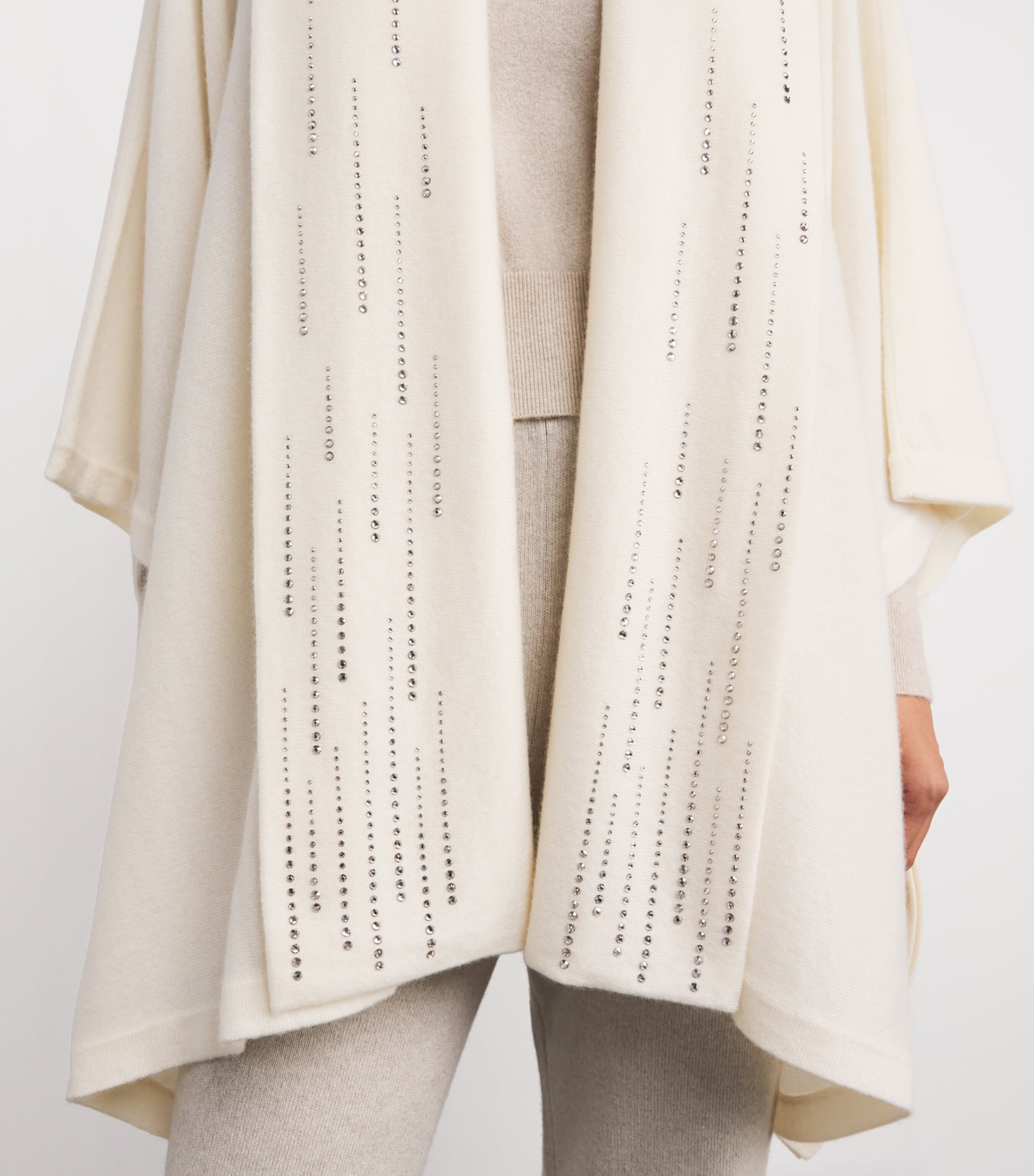 Cashmere Embellished Carmen Cape WINTER WHITE/SI Image 6