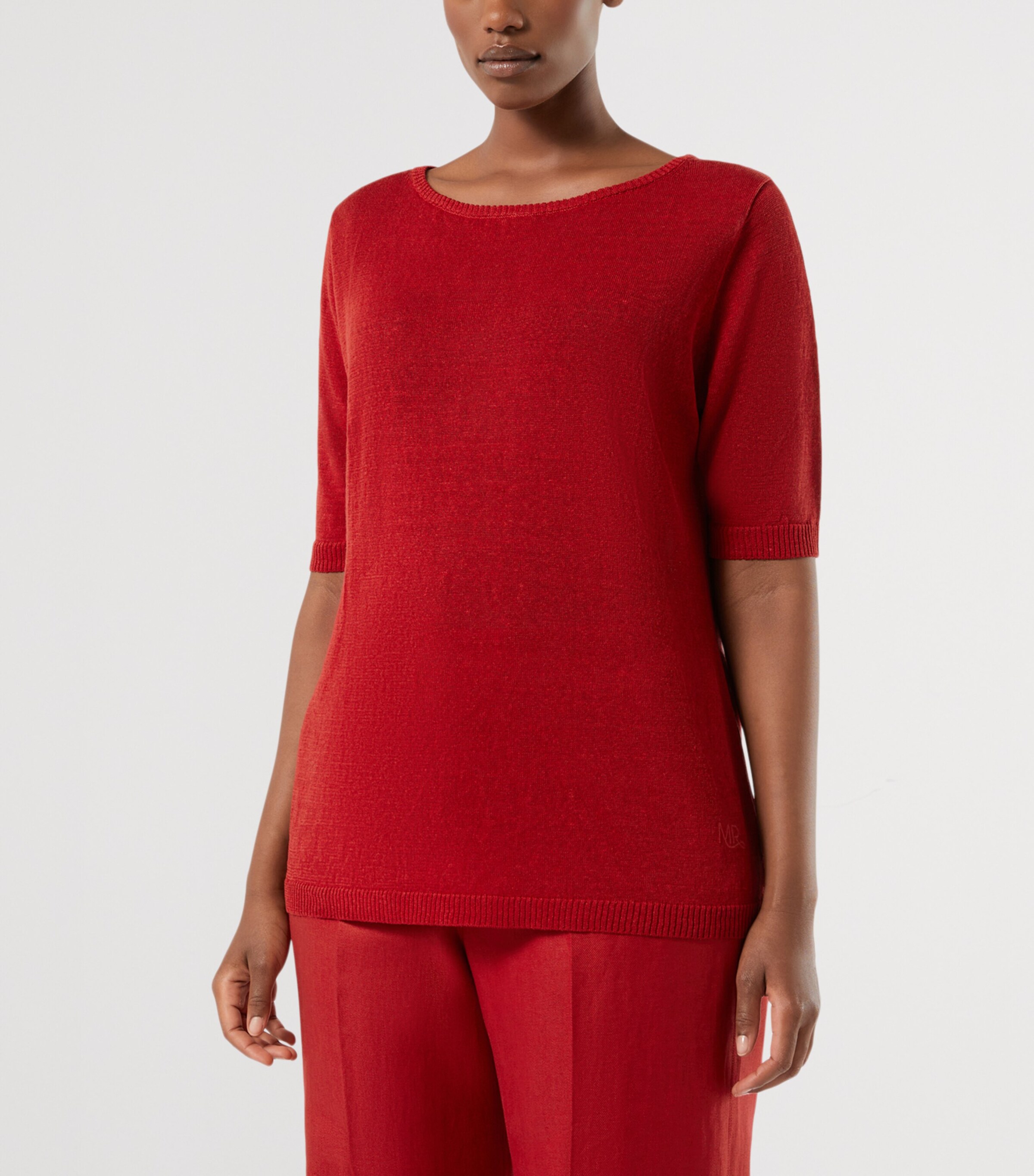 Marina Rinaldi Womens Linen-Blend T-Shirt Cherry Image 3