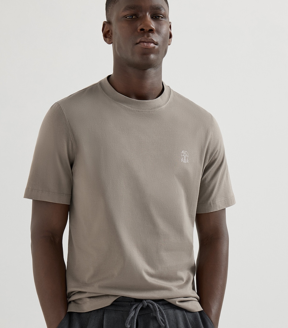 Brunello Cucinelli Mens Cotton Logo T-Shirt Image 3