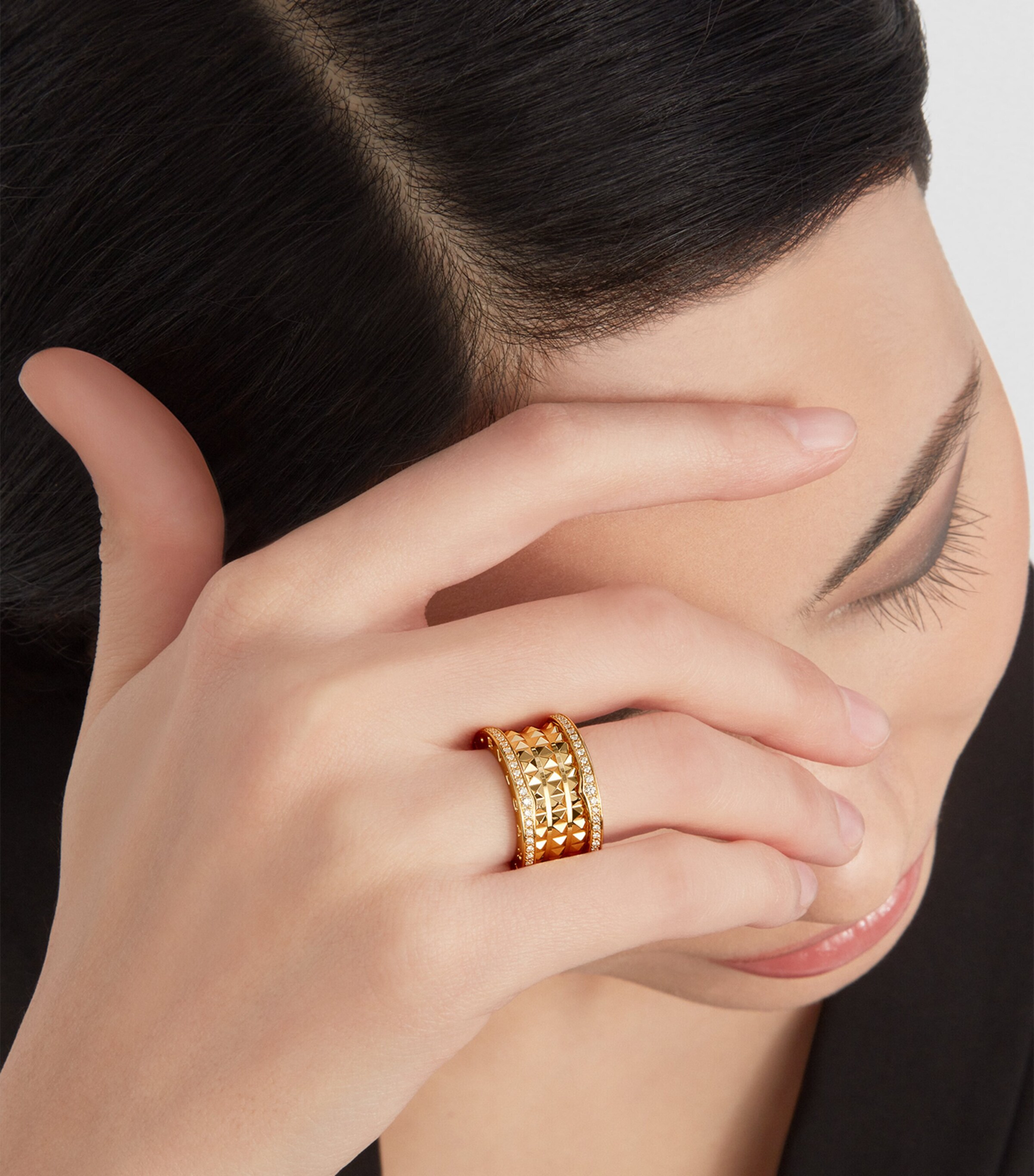 Yellow Gold and Diamond B.zero1 Rock Four-Band Ring YELLOW GOLD Image 7