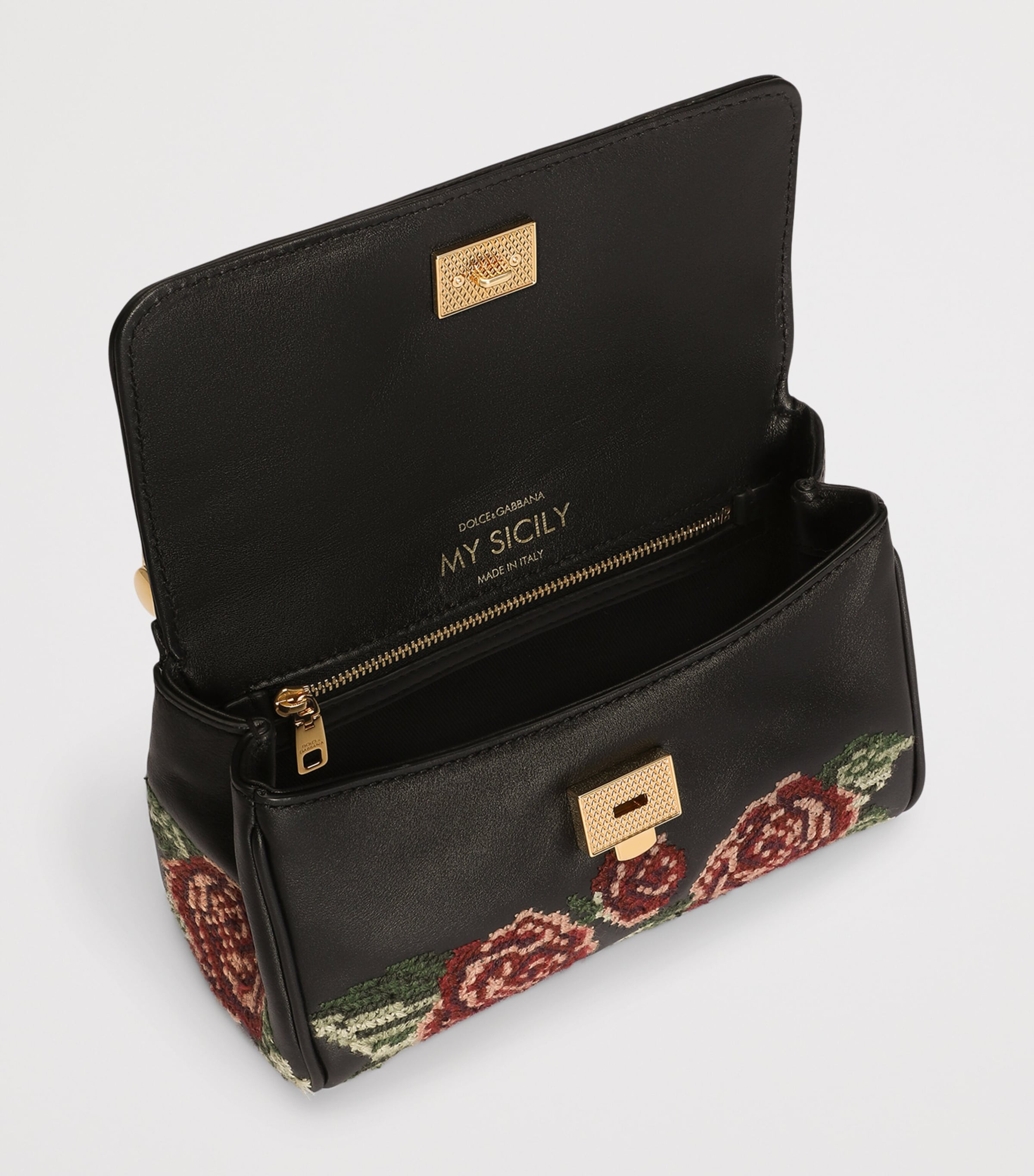 Dolce&Gabbana Mini Leather Embroidered My Sicily Top-Handle Bag Multicolor Image 5