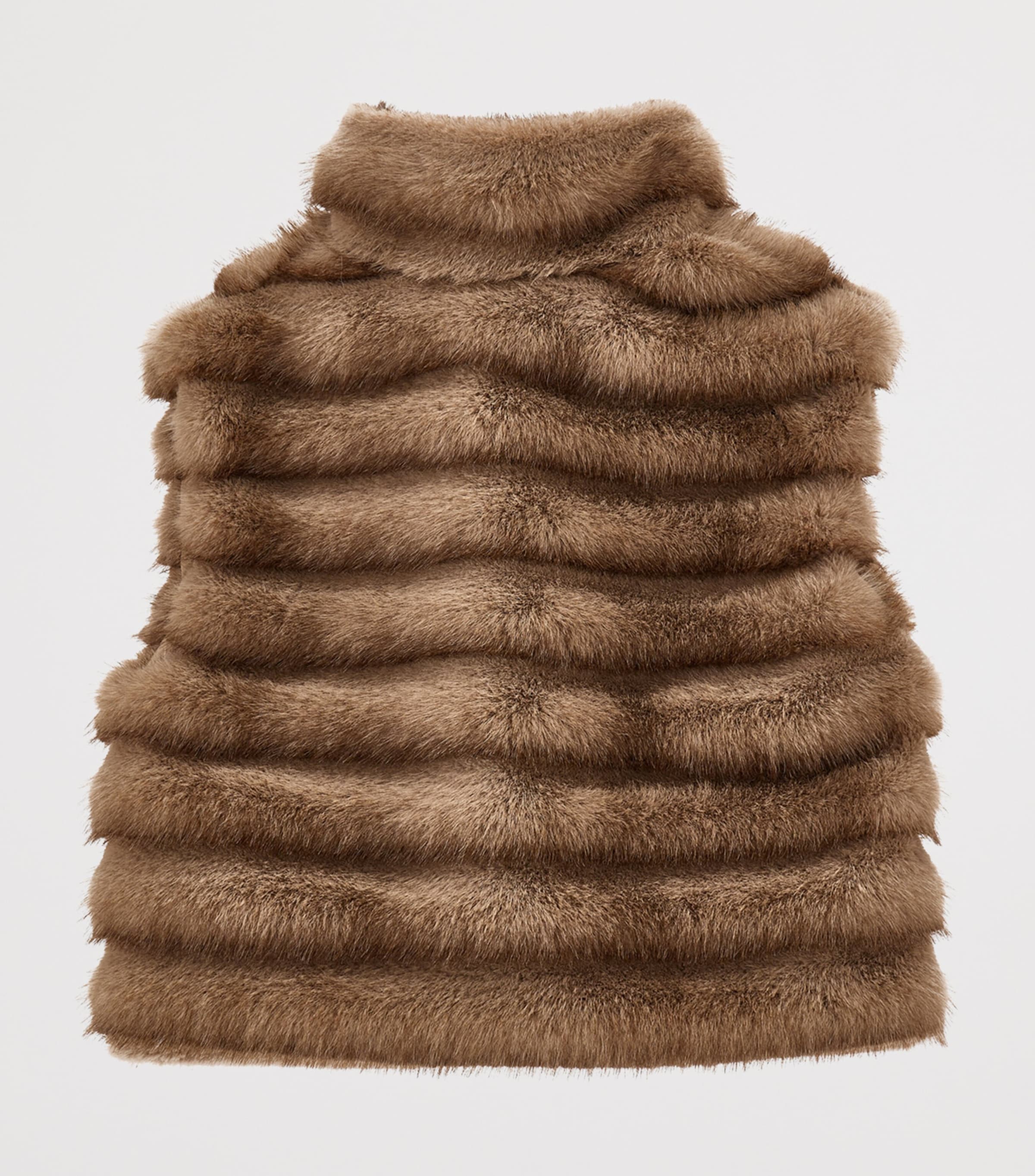 Faux Fur Gilet (8-11 Years) TAUPE Image 2