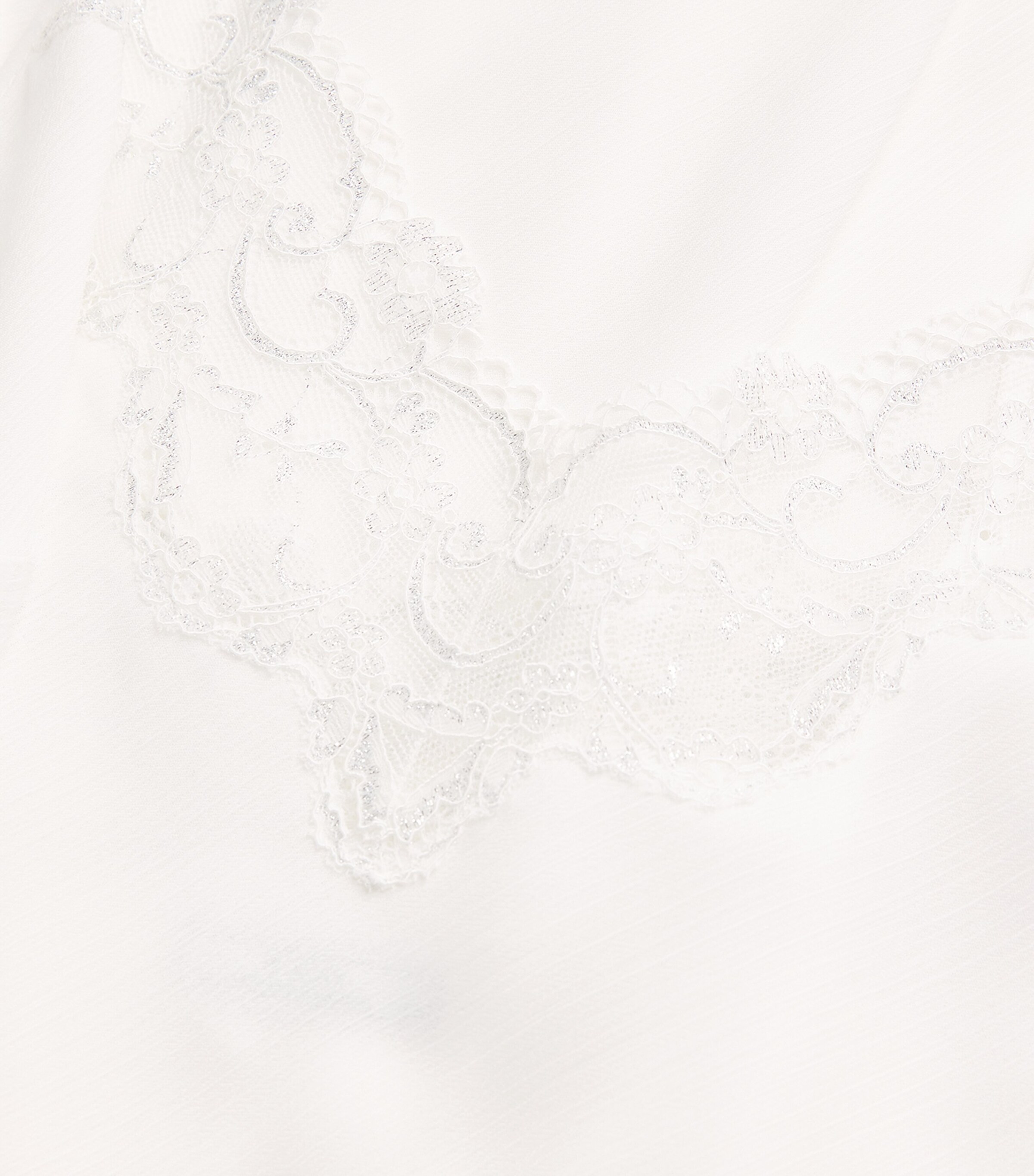 Silk Chiffon Lace-Trim Elora Nightdress OFF WHITE/SILVE Image 5