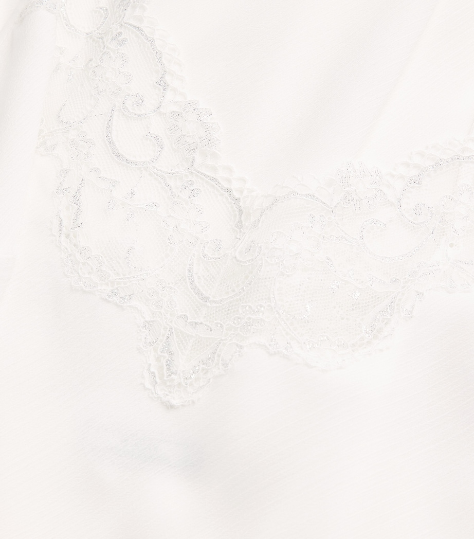 Silk Chiffon Lace-Trim Elora Nightdress OFF WHITE/SILVE Image 5
