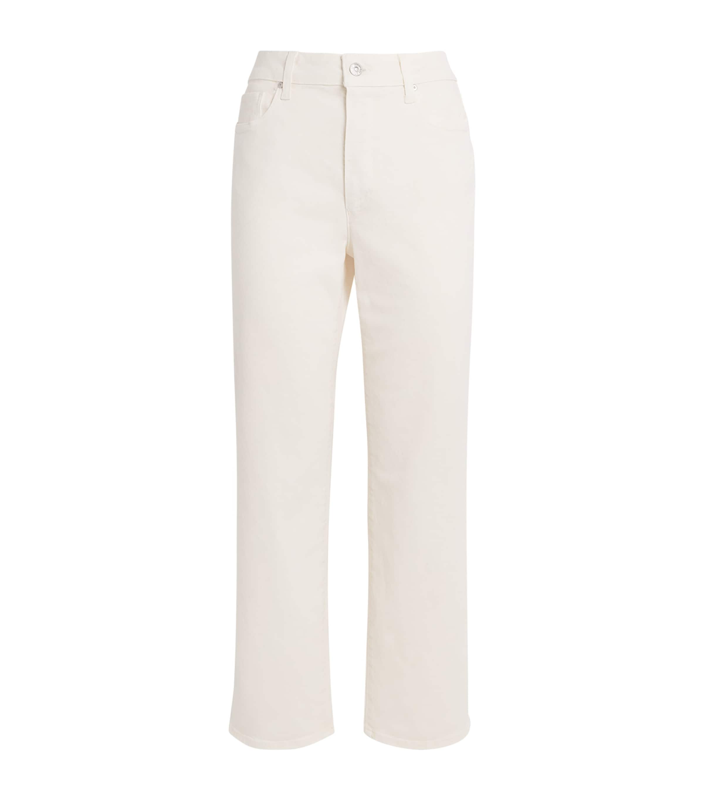 PAIGE Womens Stevie Straight Ankle Jeans Cream Cloud Image 1