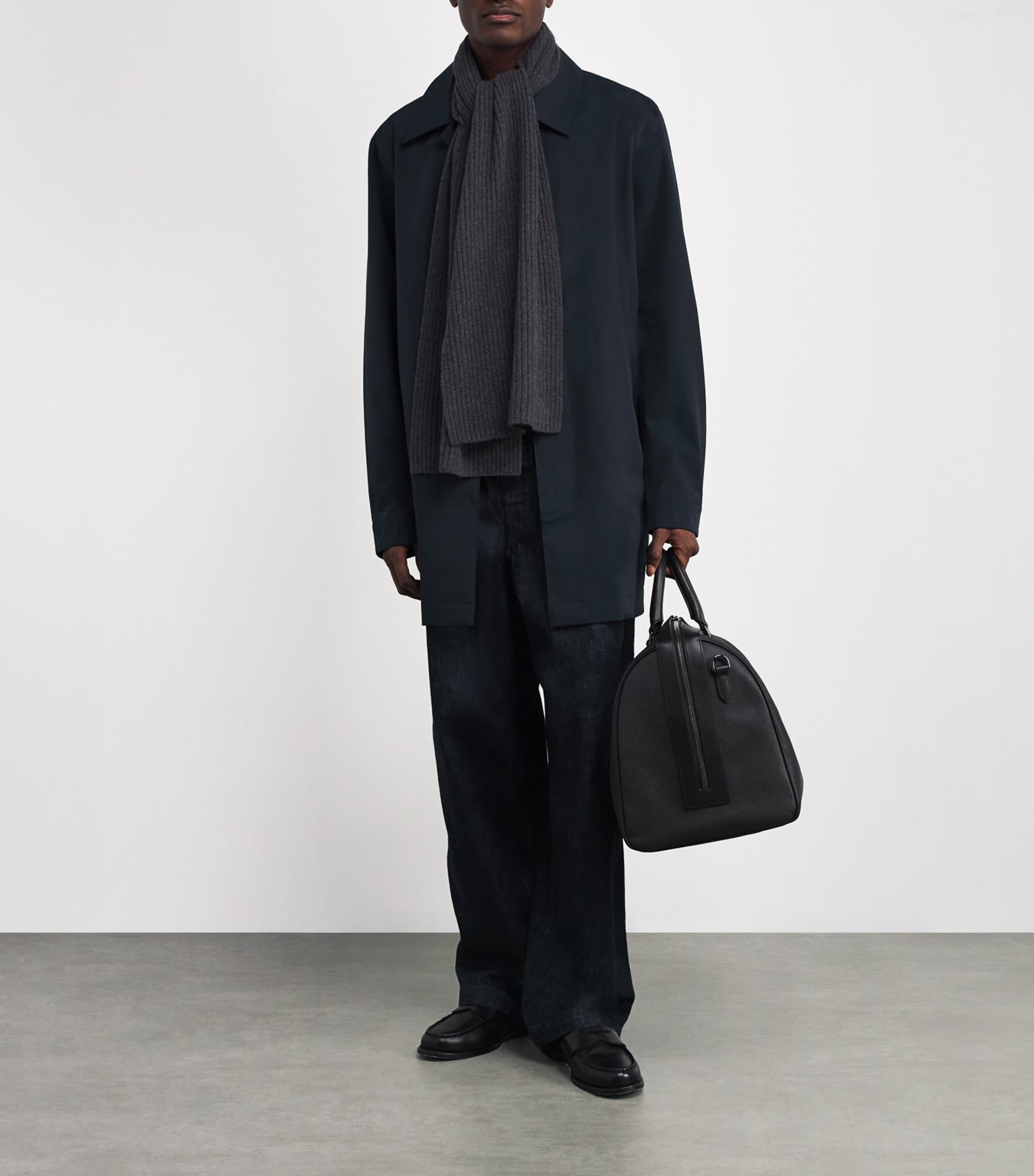 Cashmere Rib-Knit Scarf BLACK Image 2