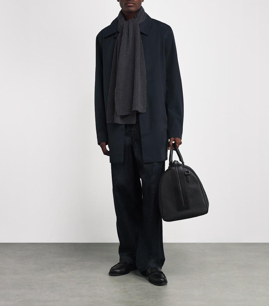 Cashmere Rib-Knit Scarf BLACK Image 2