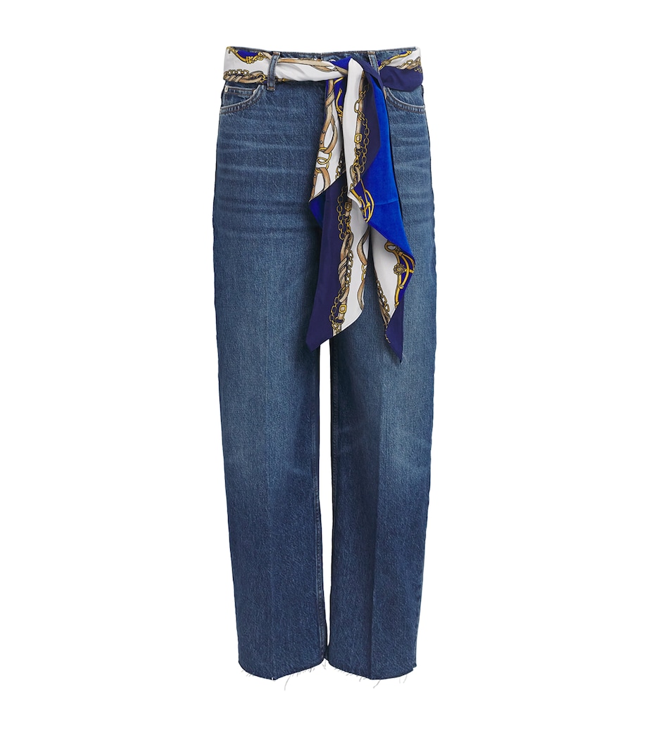 Maje Womens Scarf-Detail Barrel Jeans Blue Image 1