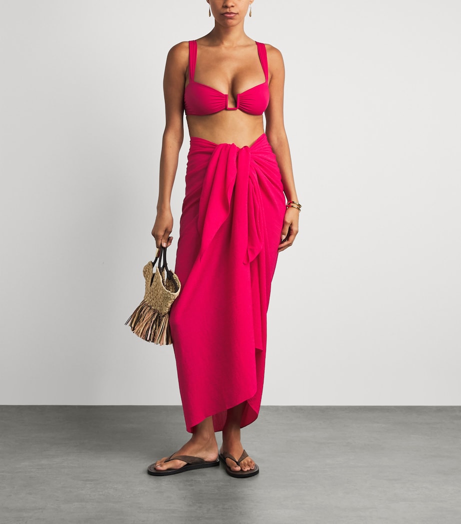 AWAY THAT DAY Womens Paros Sarong Rspbrry Crnkl Linen Image 2
