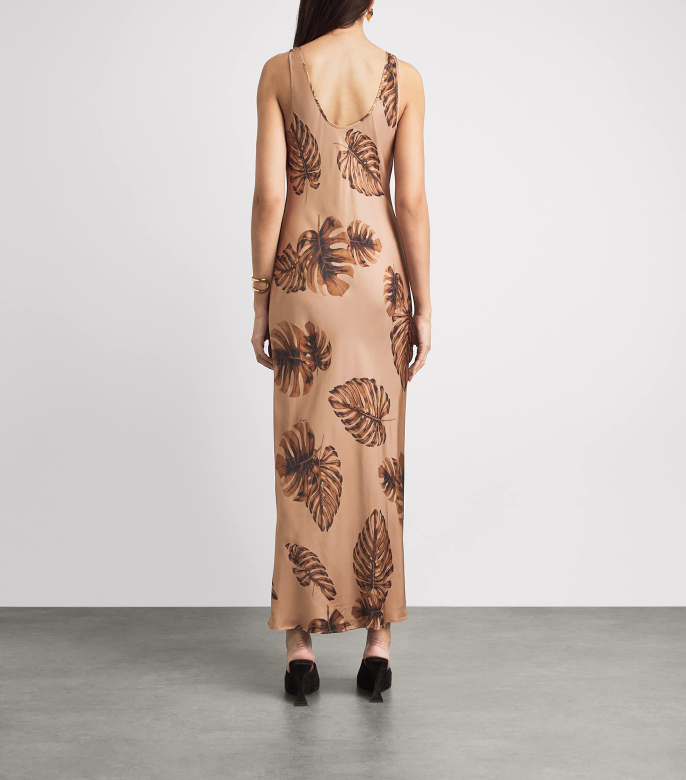 L'Agence Womens Satin Akiya Slip Maxi Dress Plms Hznt Mlt Lg Plm Image 4