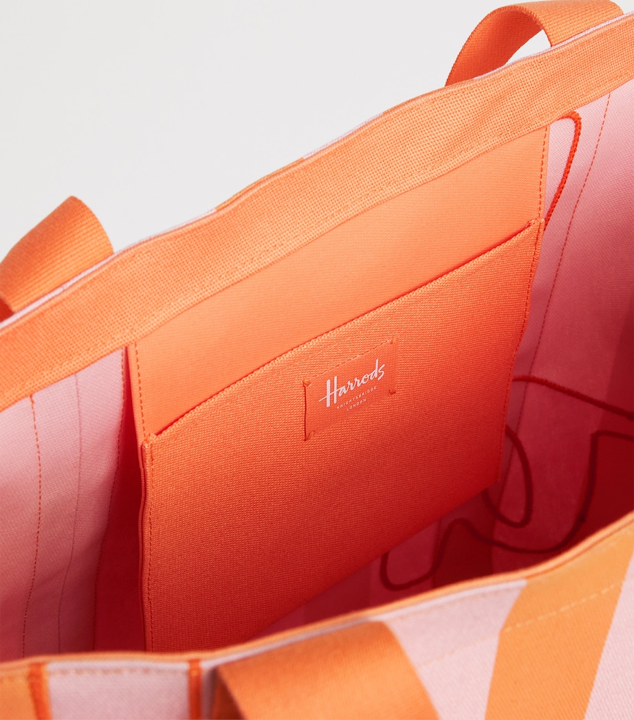 Large Cotton Stripe Logo Tote Bag PINK Image 6