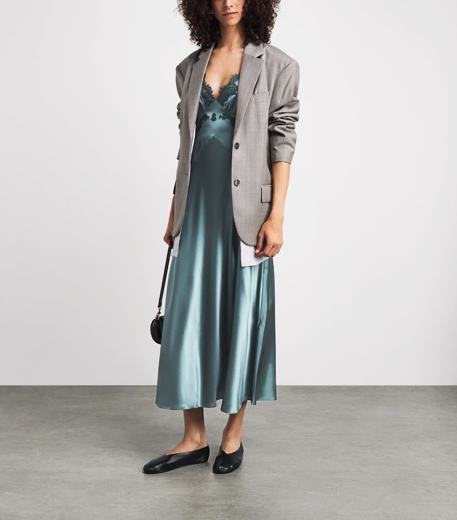 DÔEN Womens Silk Fiona Midi Dress Dulac Green Image 2