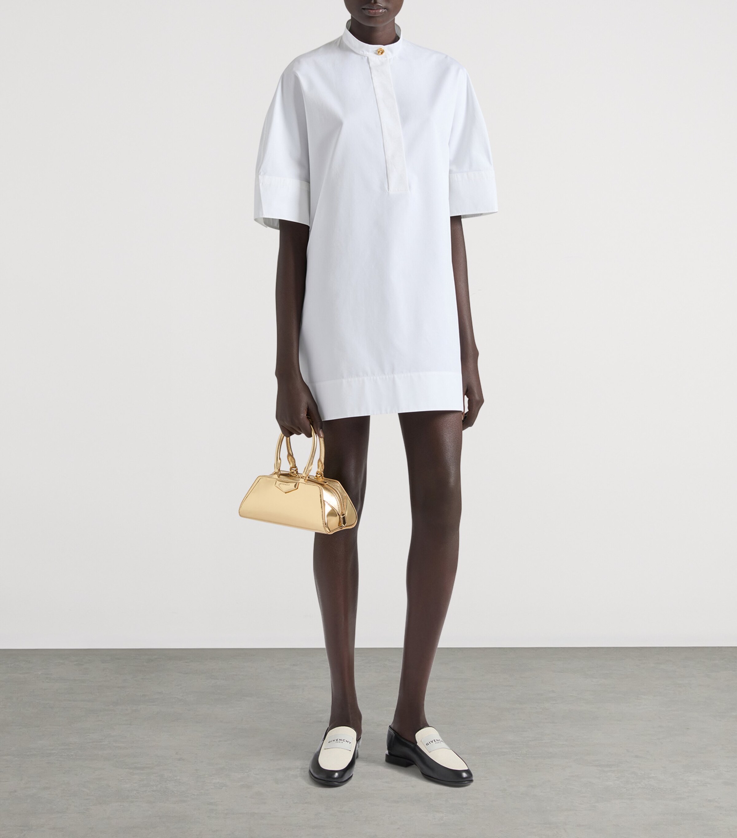 Givenchy Gold Mini Leather Antigona East West Top-Handle Bag