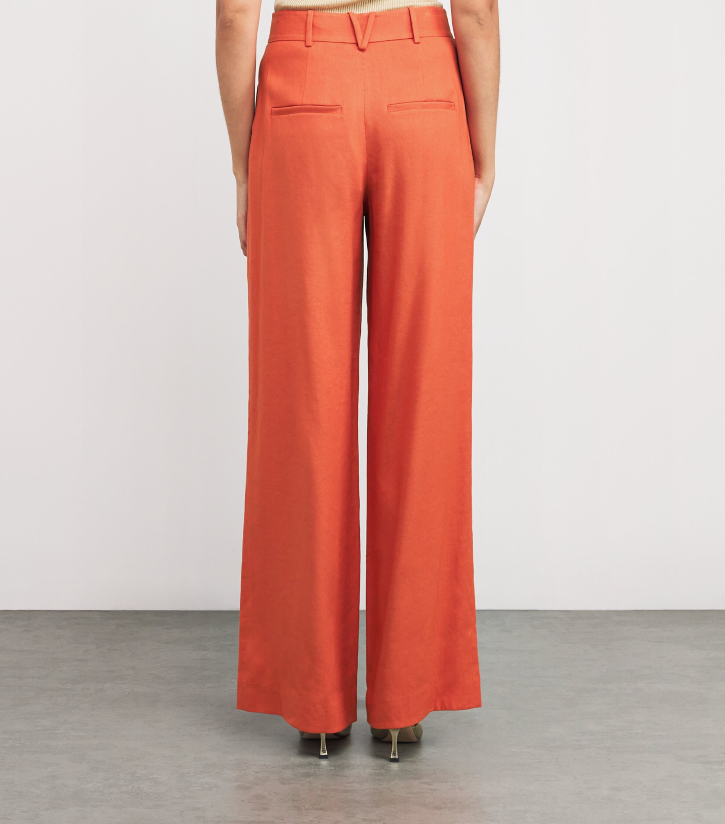 Veronica Beard Womens Linen-Blend Heyser Trousers Persimmon Image 4
