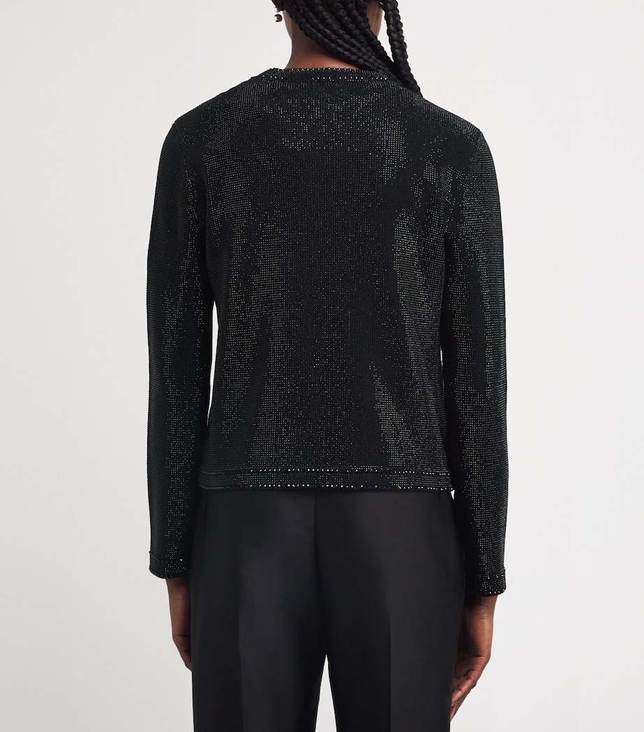 Wool-Blend Embellished Kendra Cardigan 001 BLACK Image 4