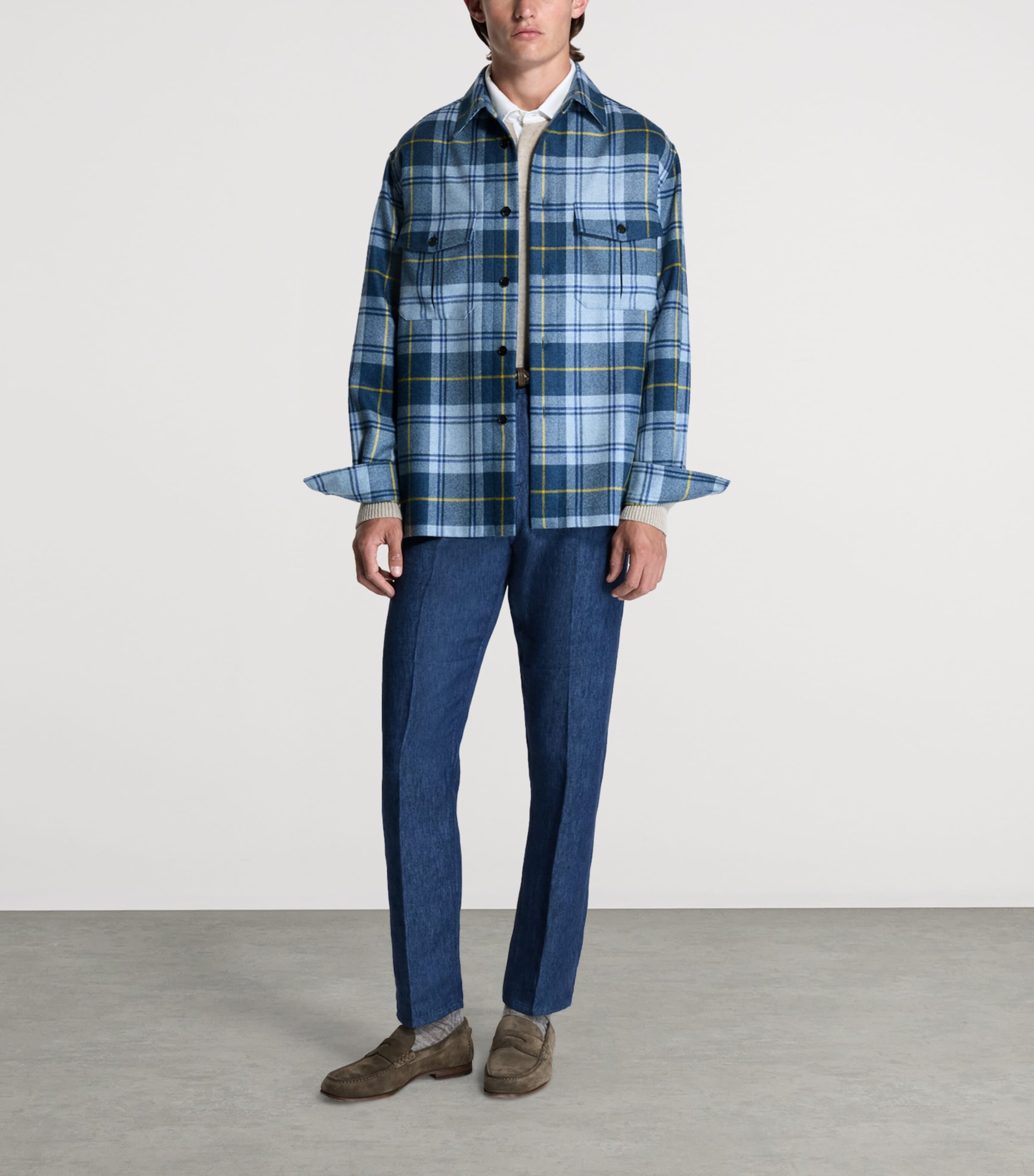 Dunhill Mens Cashmere Check Shirt Image 2