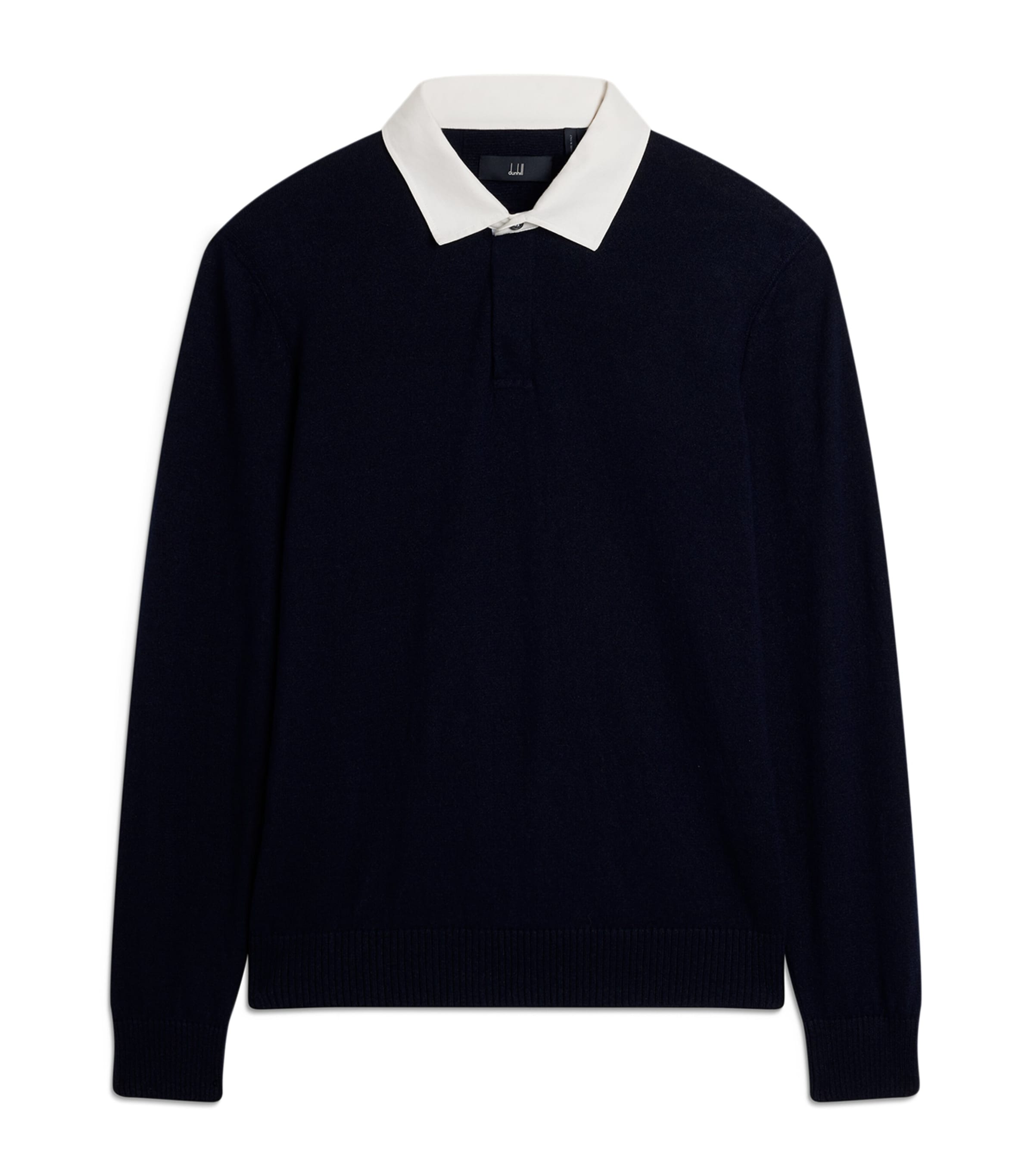 Dunhill Mens Cashmere-Linen Polo Sweater Navy Image 1