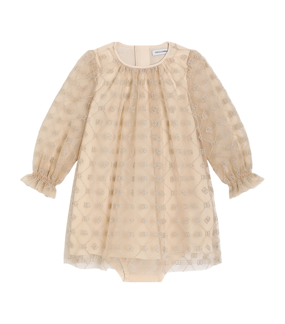 Dolce&Gabbana Kids Tulle Embellished Dress and Bloomers Set (3-36 Months) Ecru' Image 1