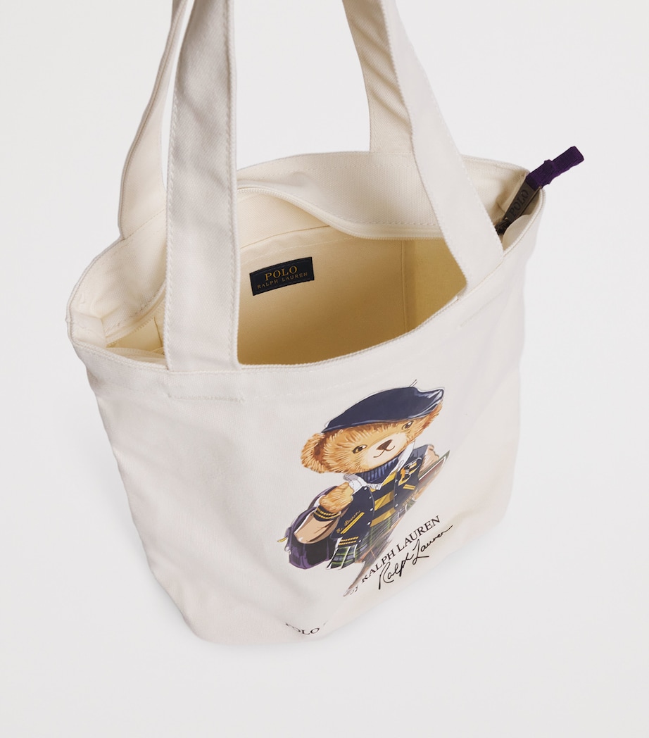 Canvas Polo Bear Tote Bag J9G NTRL C W/ PURPLE Image 3