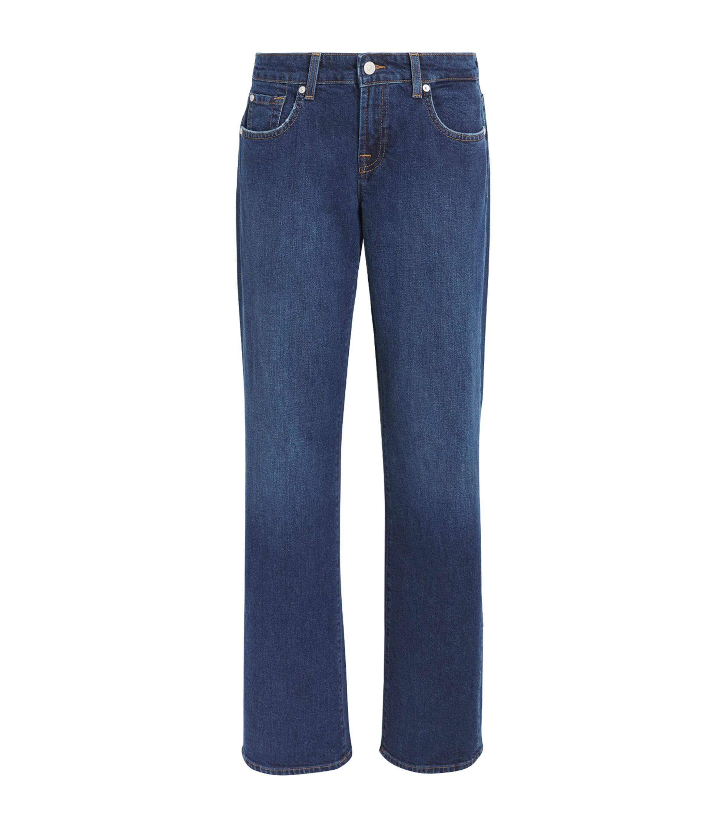 7 For All Mankind Womens Low-Rise Straight Jeans Indiglow Image 1