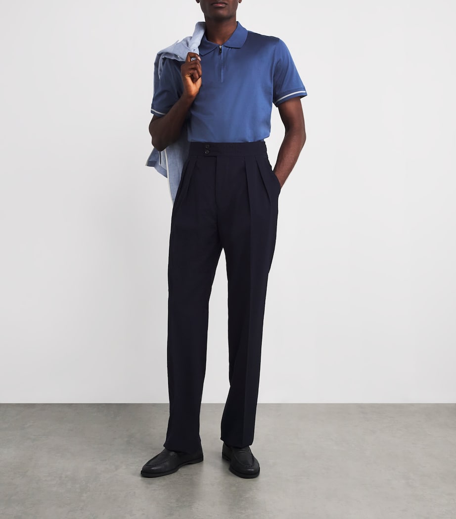 Cotton Quarter-Zip Polo Shirt 06 LIGHT BLUE Image 2