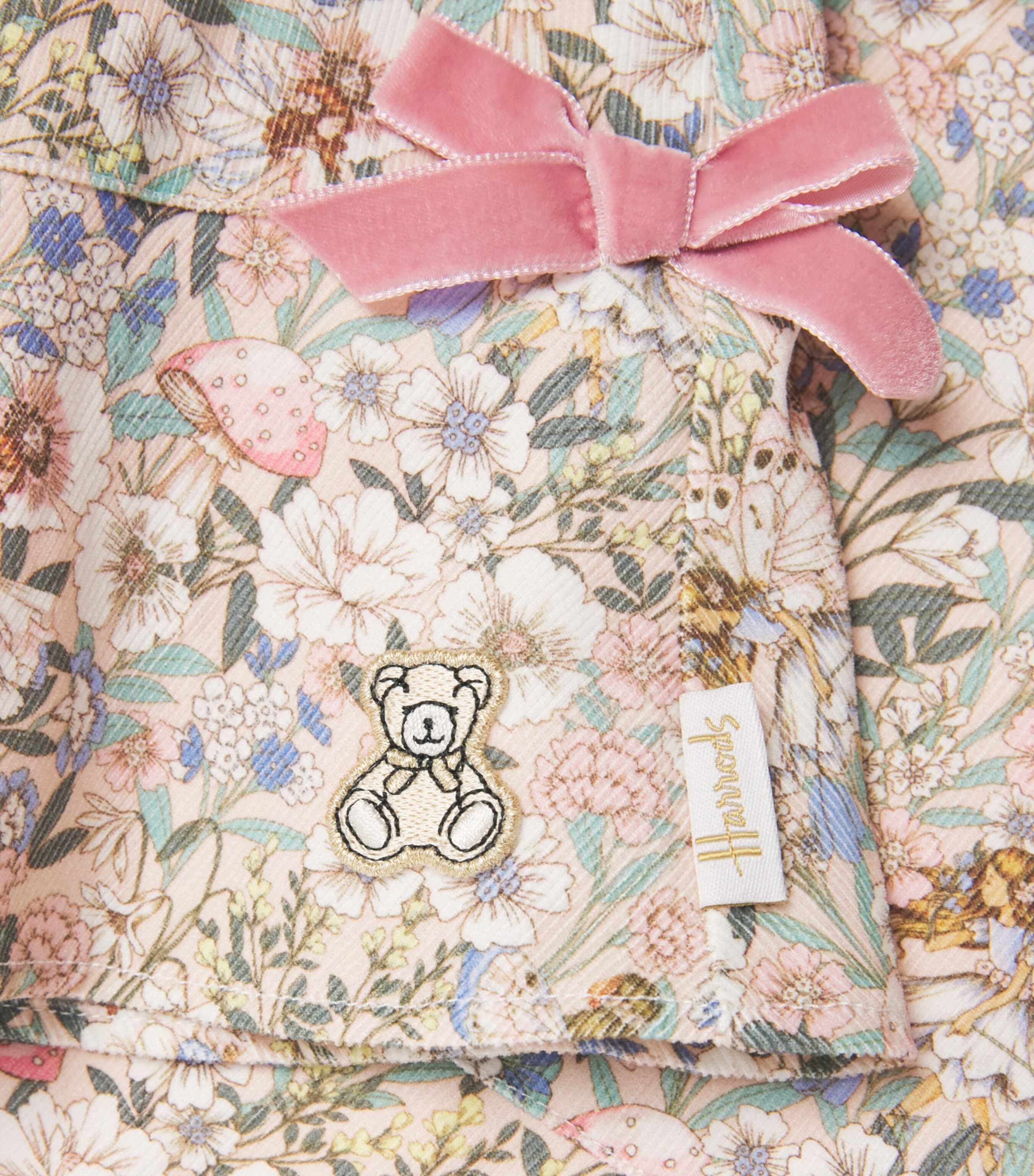 Harrods Cotton Woodland Print Pinafore Dress (2-8 Years) Pink Image 4