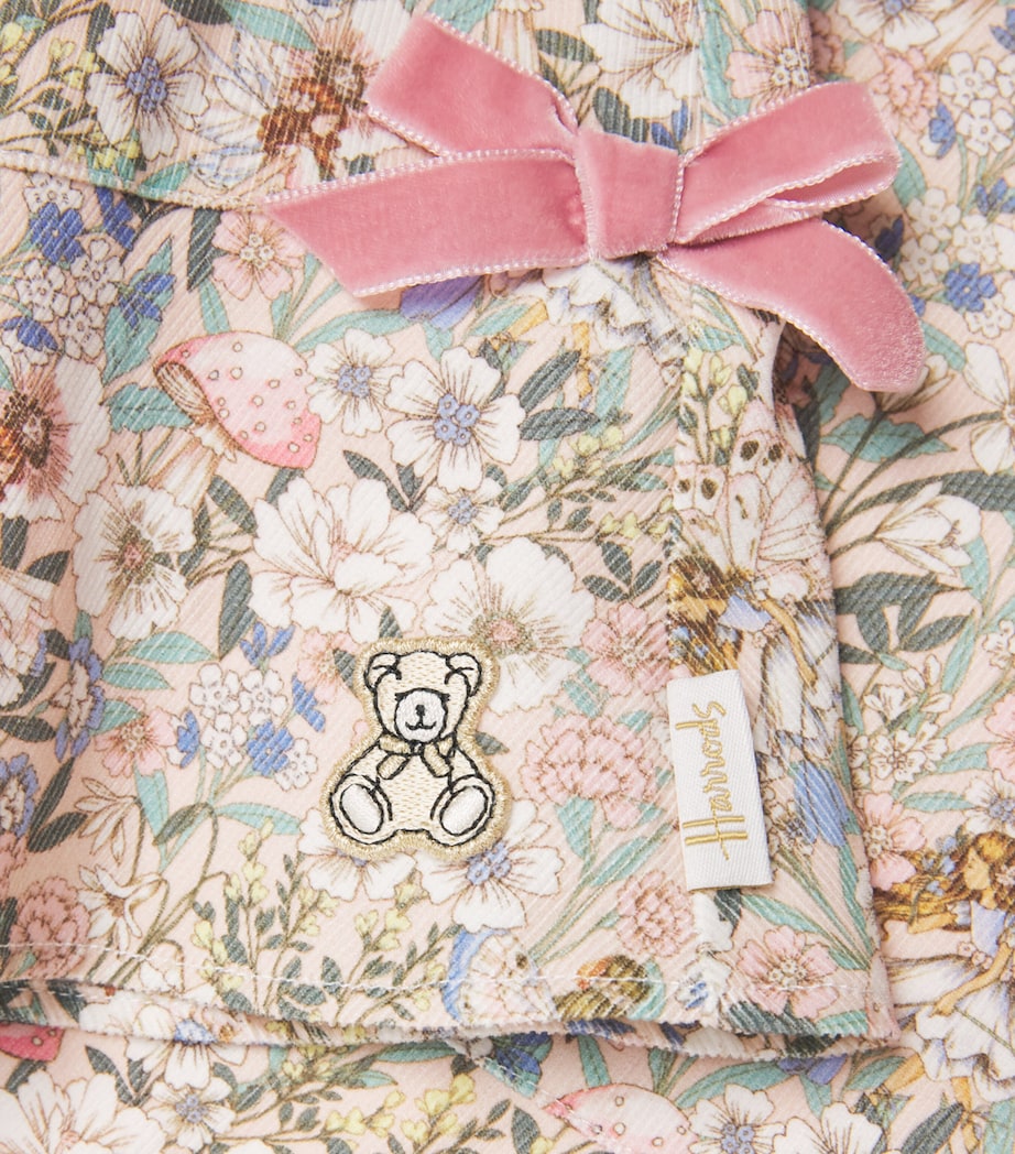 Harrods Cotton Woodland Print Pinafore Dress (2-8 Years) Pink Image 4