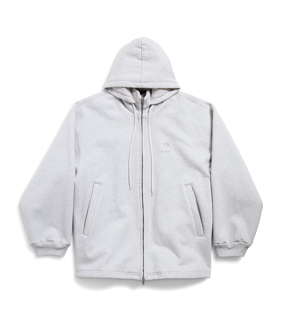 Balenciaga Mens Stretch-Cotton Fleece Oversized Hoodie Image 1