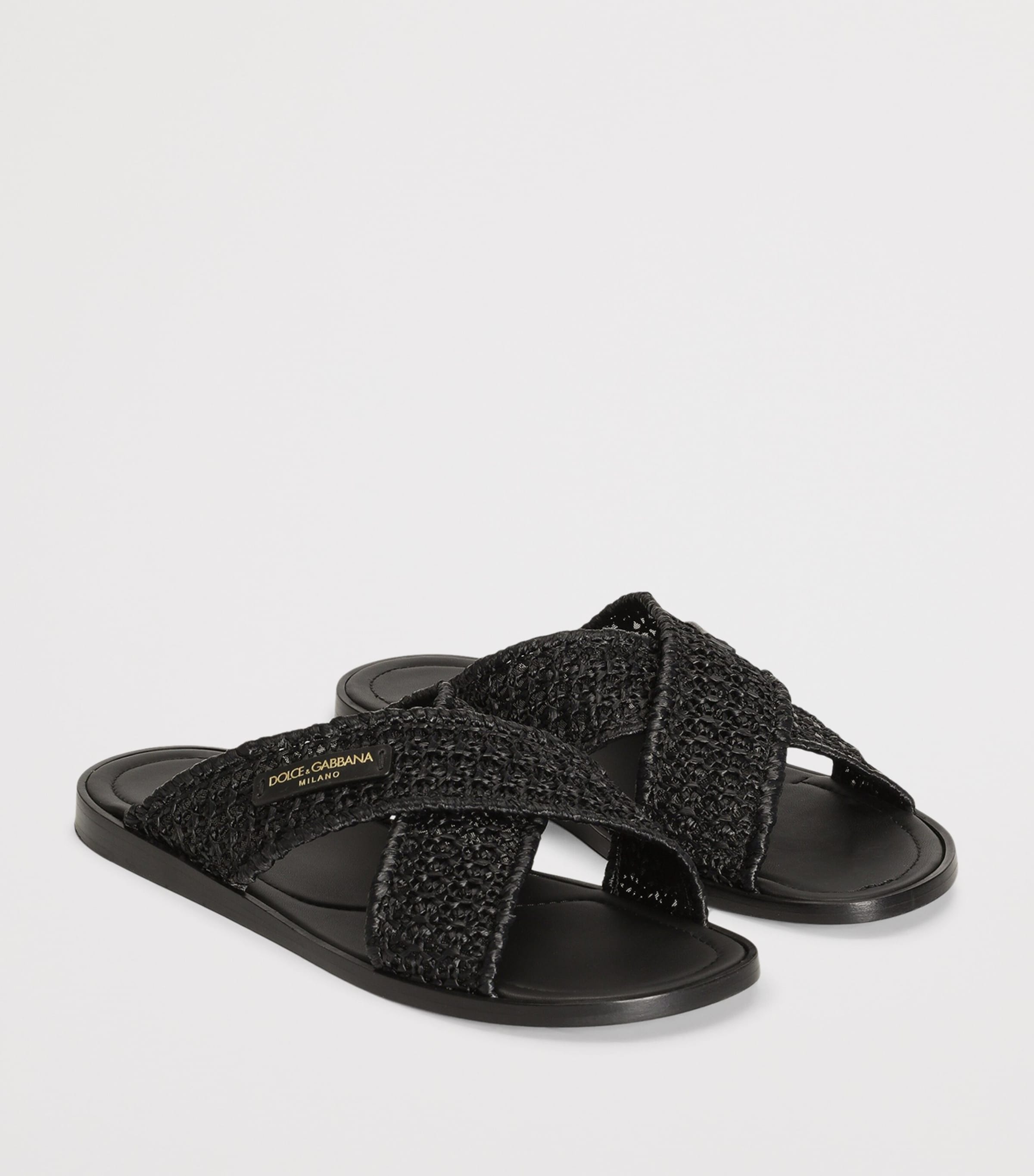 Dolce&Gabbana Woven Slides Black/black Image 2