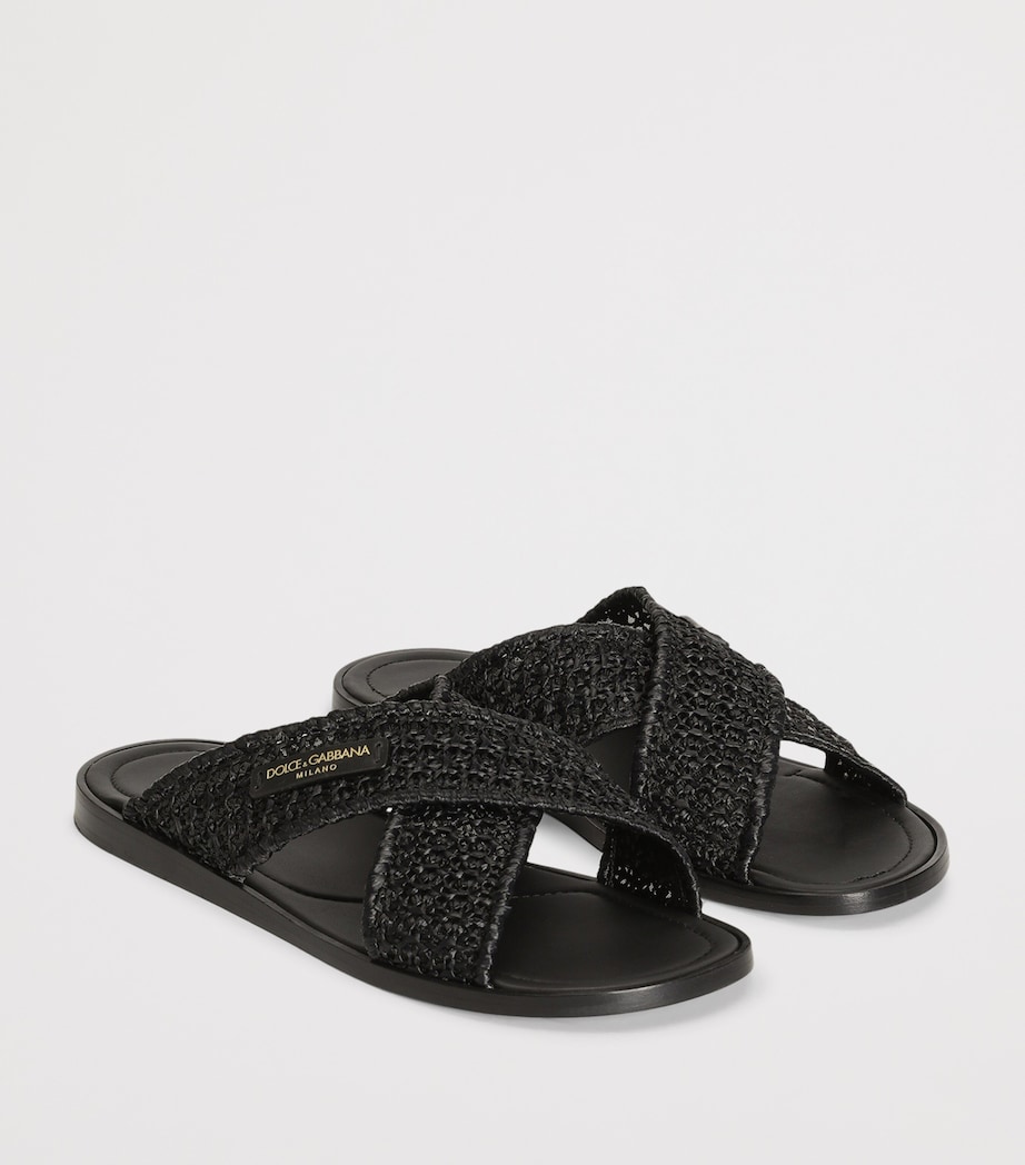 Dolce&Gabbana Woven Slides Black/black Image 2