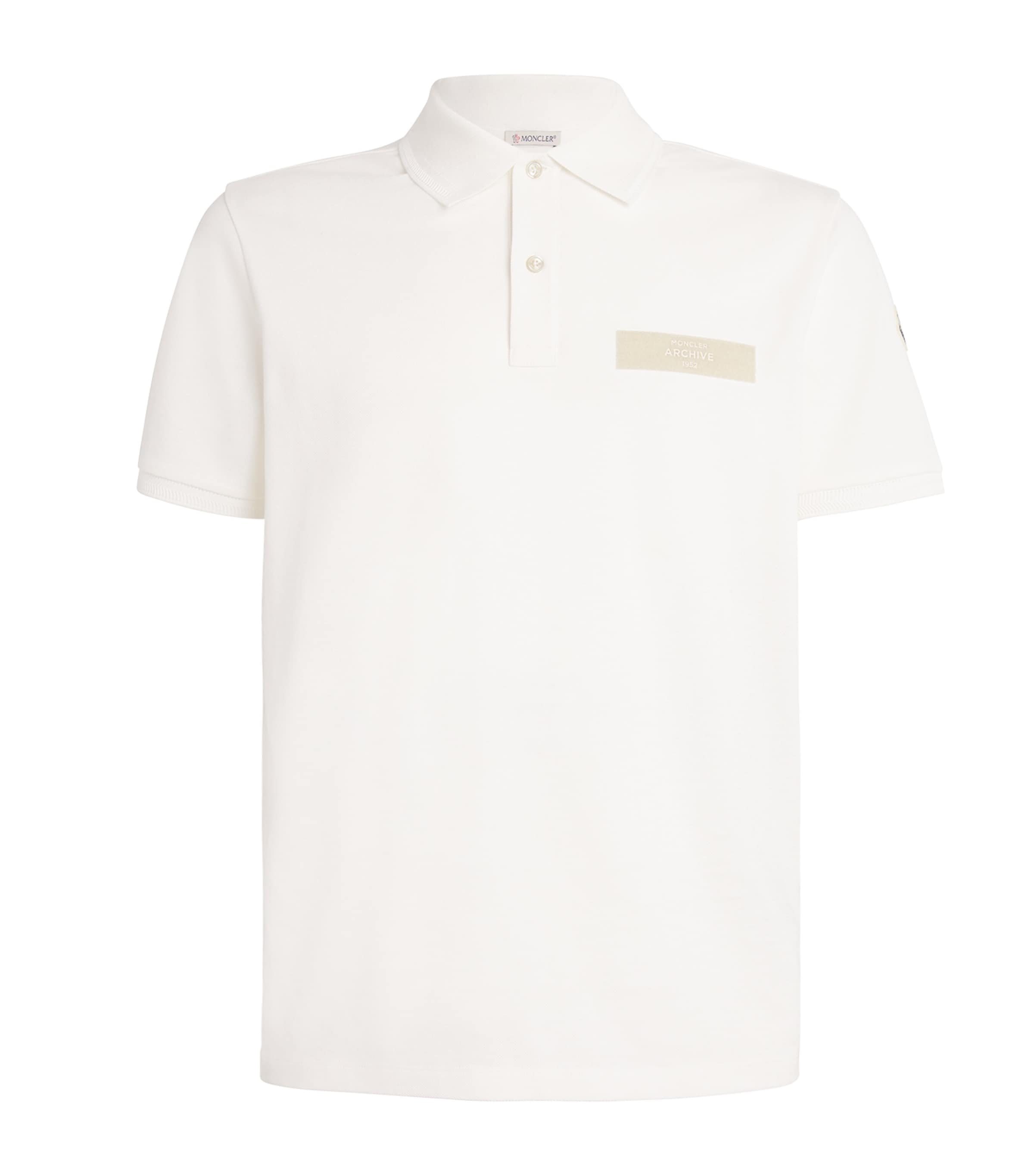 Shop Moncler Cotton Logo Polo Shirt In White