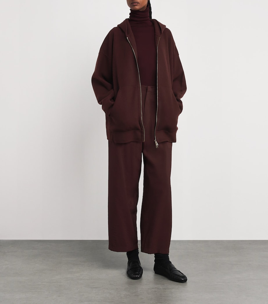 Wool-Blend Zip-Up Hoodie CHERRY Image 2